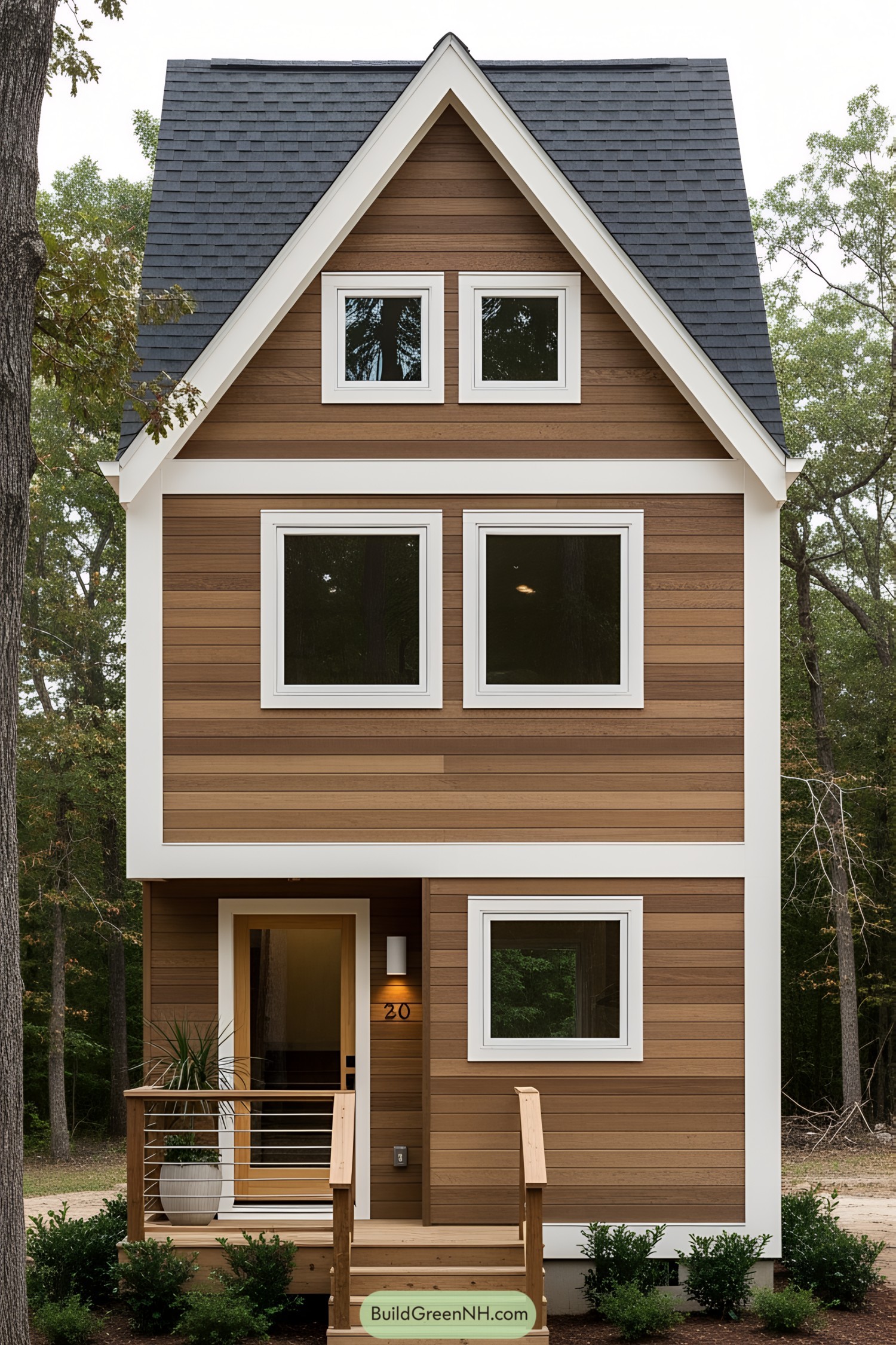 Two-Story Wooden Loft House with Gable Roof