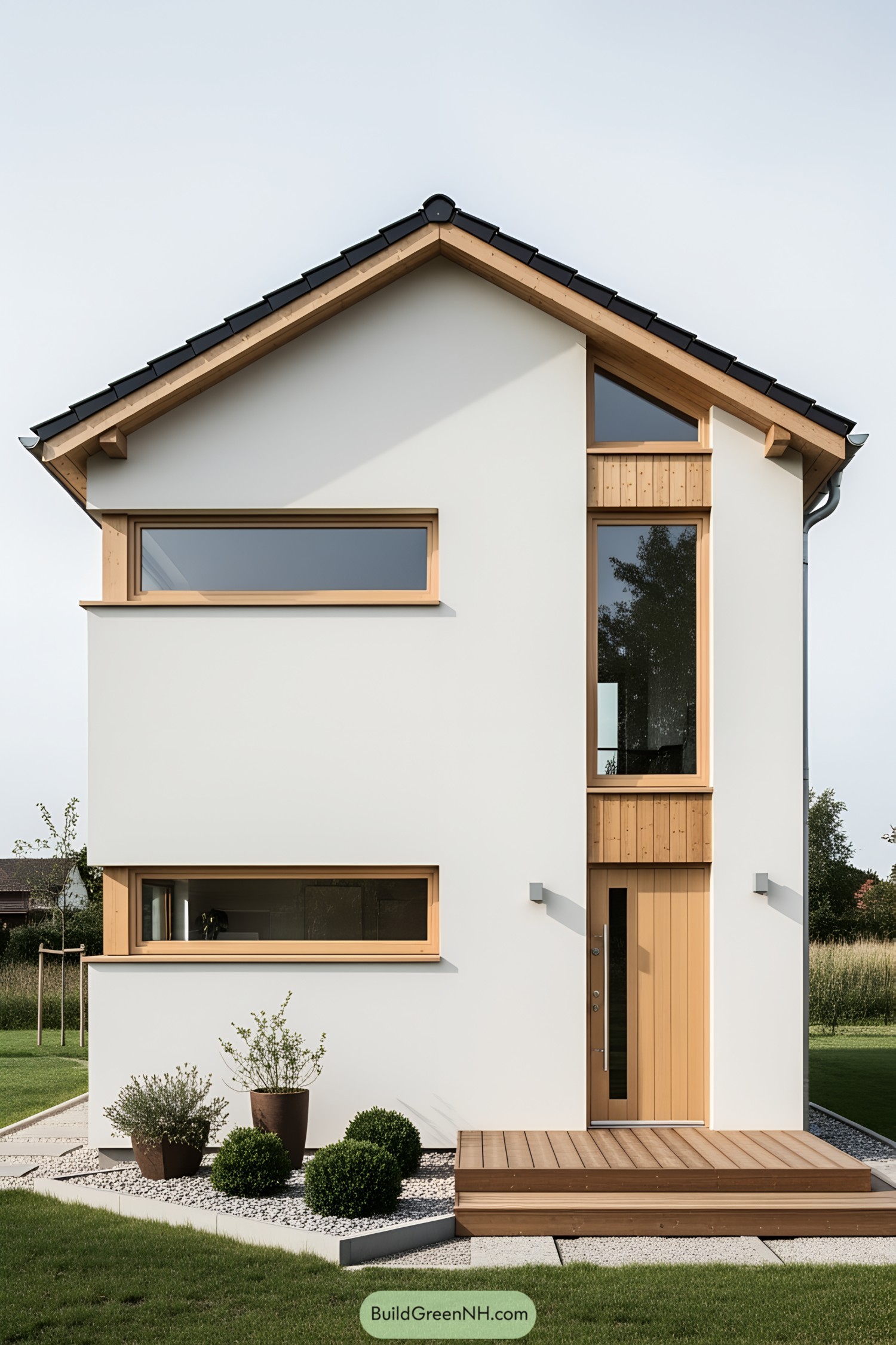 Modern small loft house with wooden accents