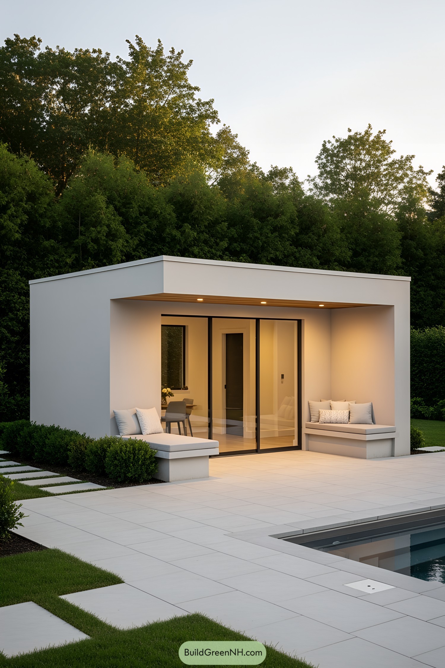 Modern small pool house with minimalistic design