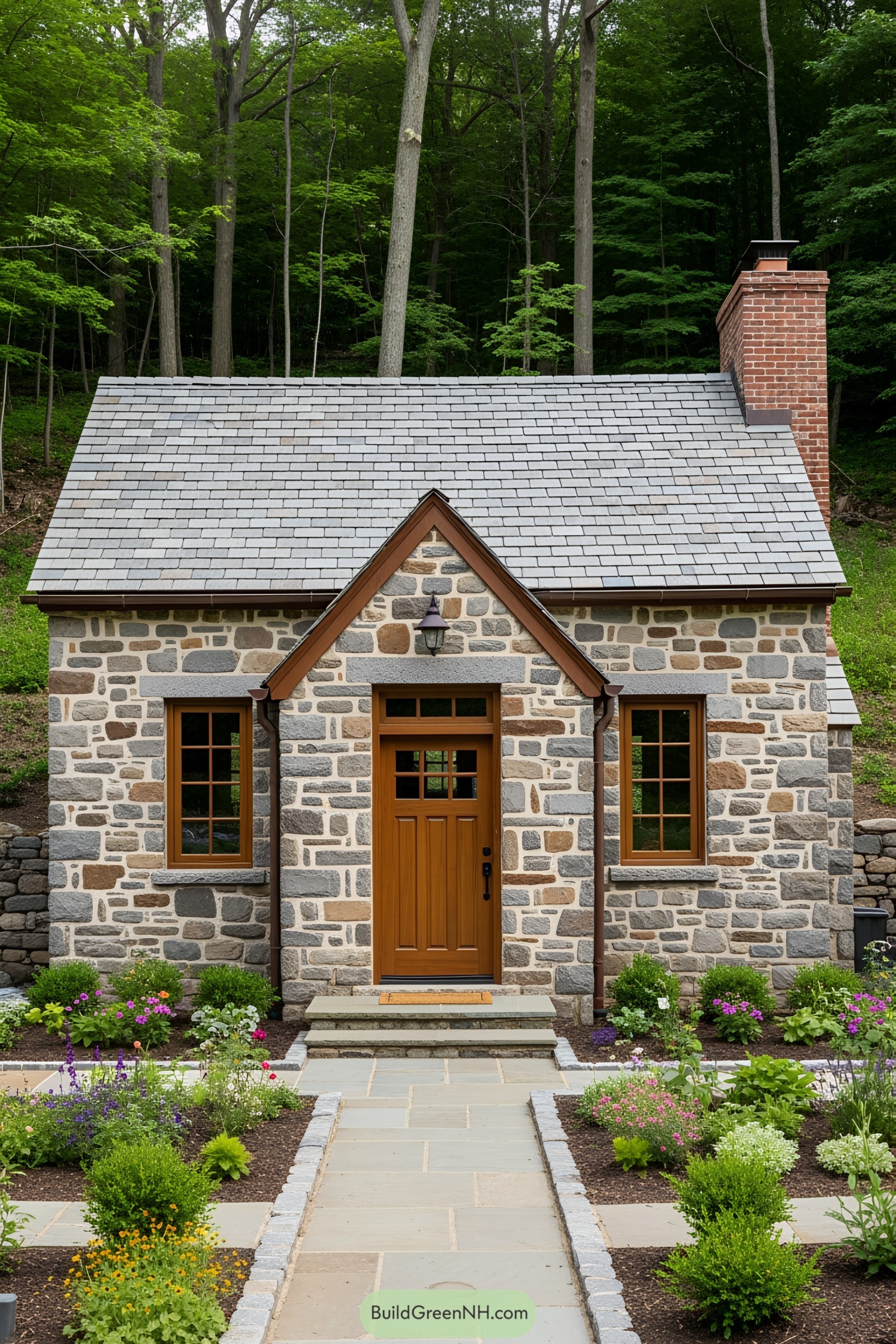 Charming small stone house with wooden accents
