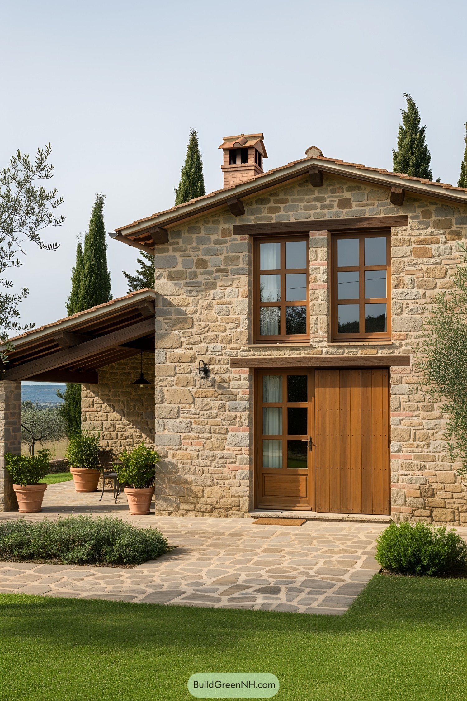 Charming small stone house with wooden doors and windows