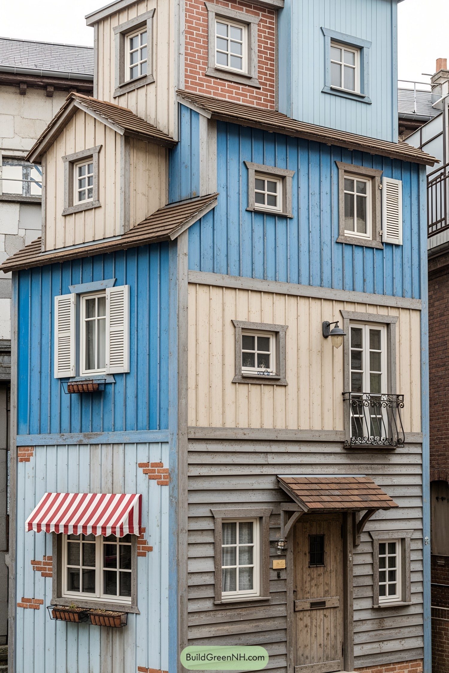 Charming multicolor wooden house with quirky details