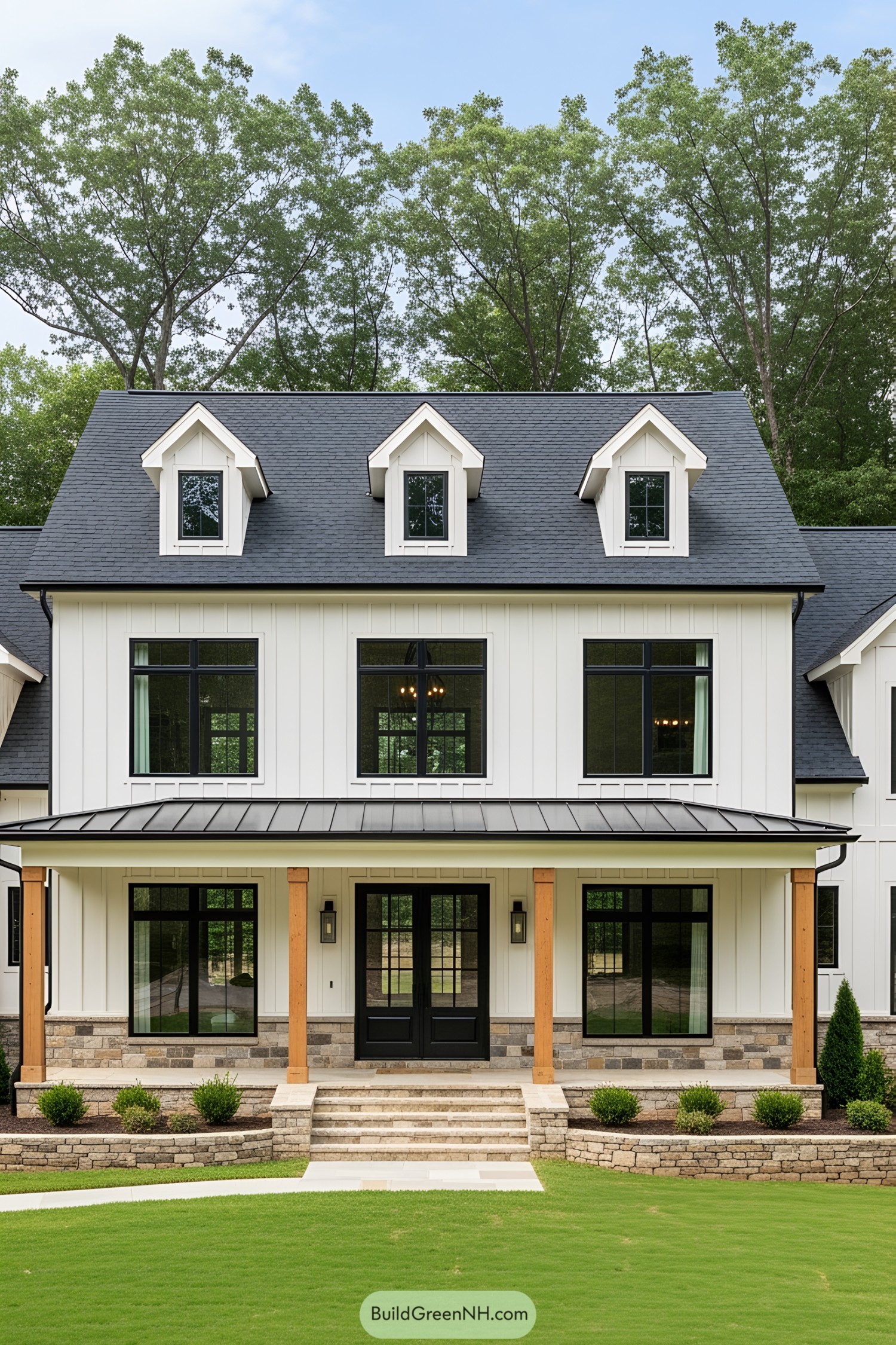 Elegant southern farmhouse with a charming porch