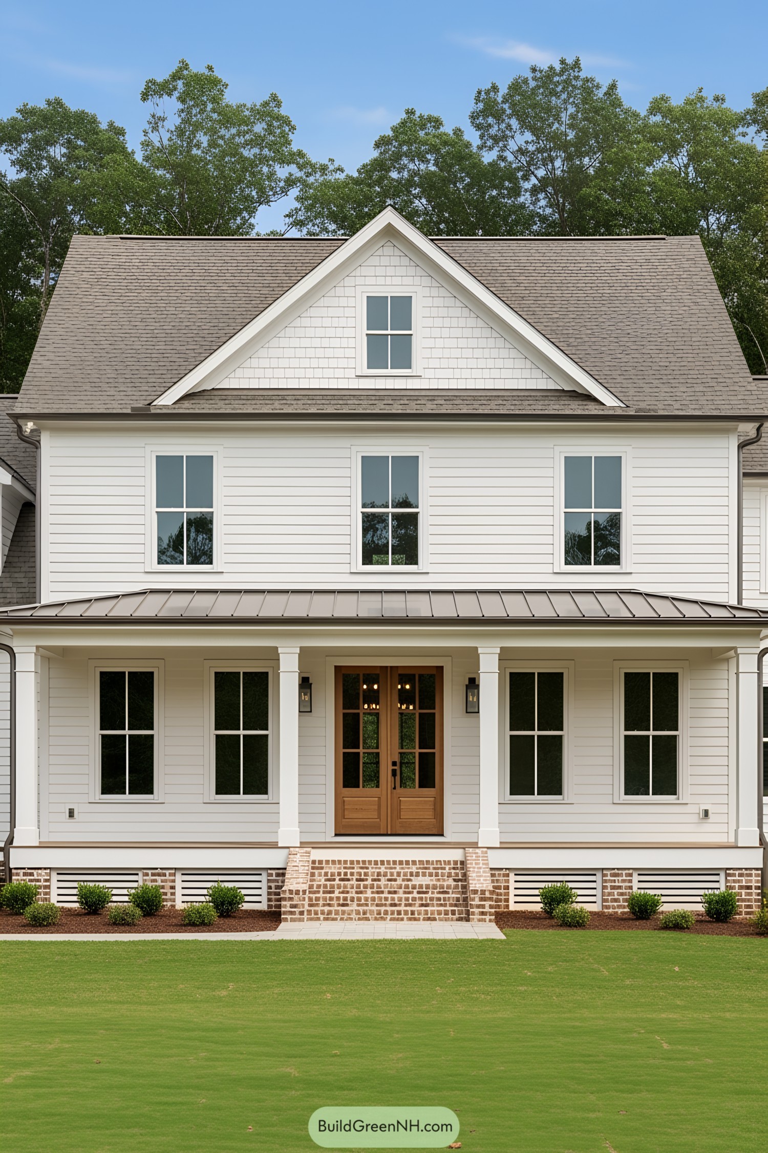 White farmhouse with a welcoming porch
