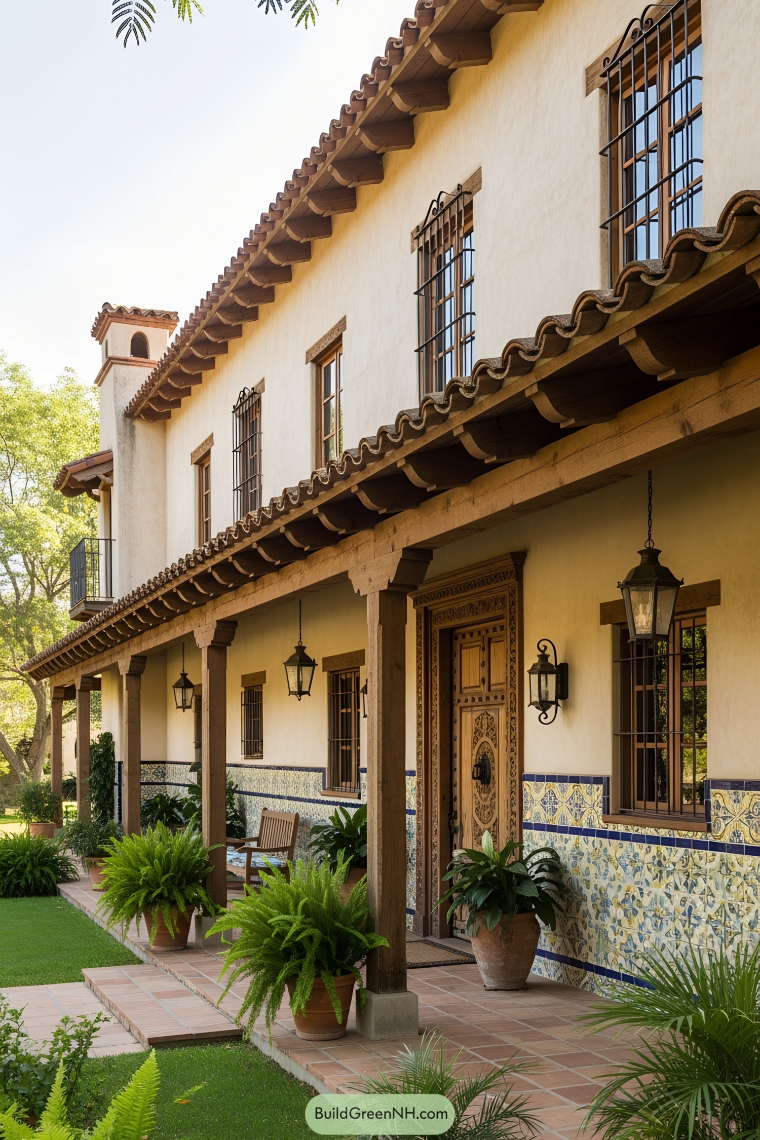 Charming Spanish ranch house with lush greenery