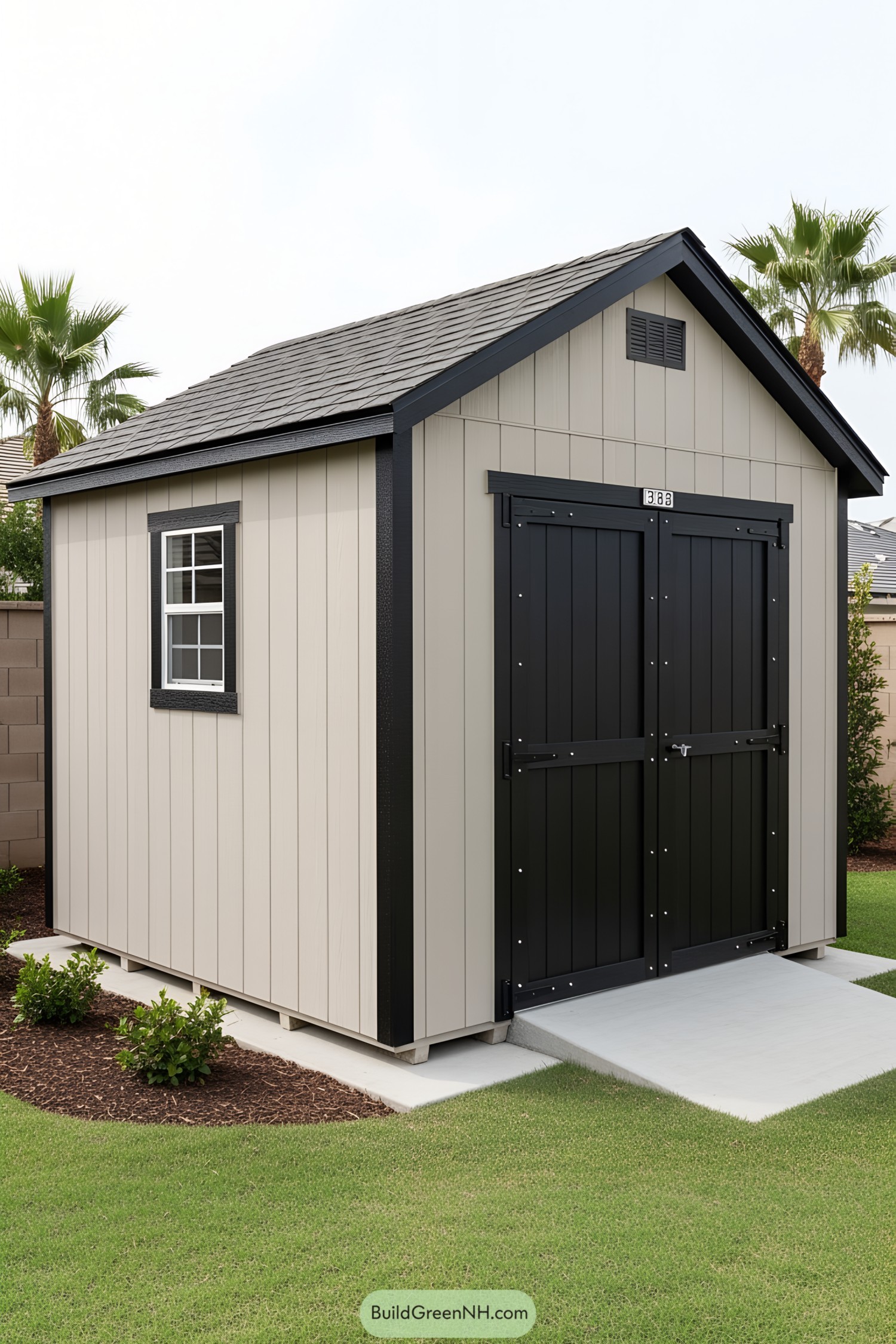 Small garden shed with double doors