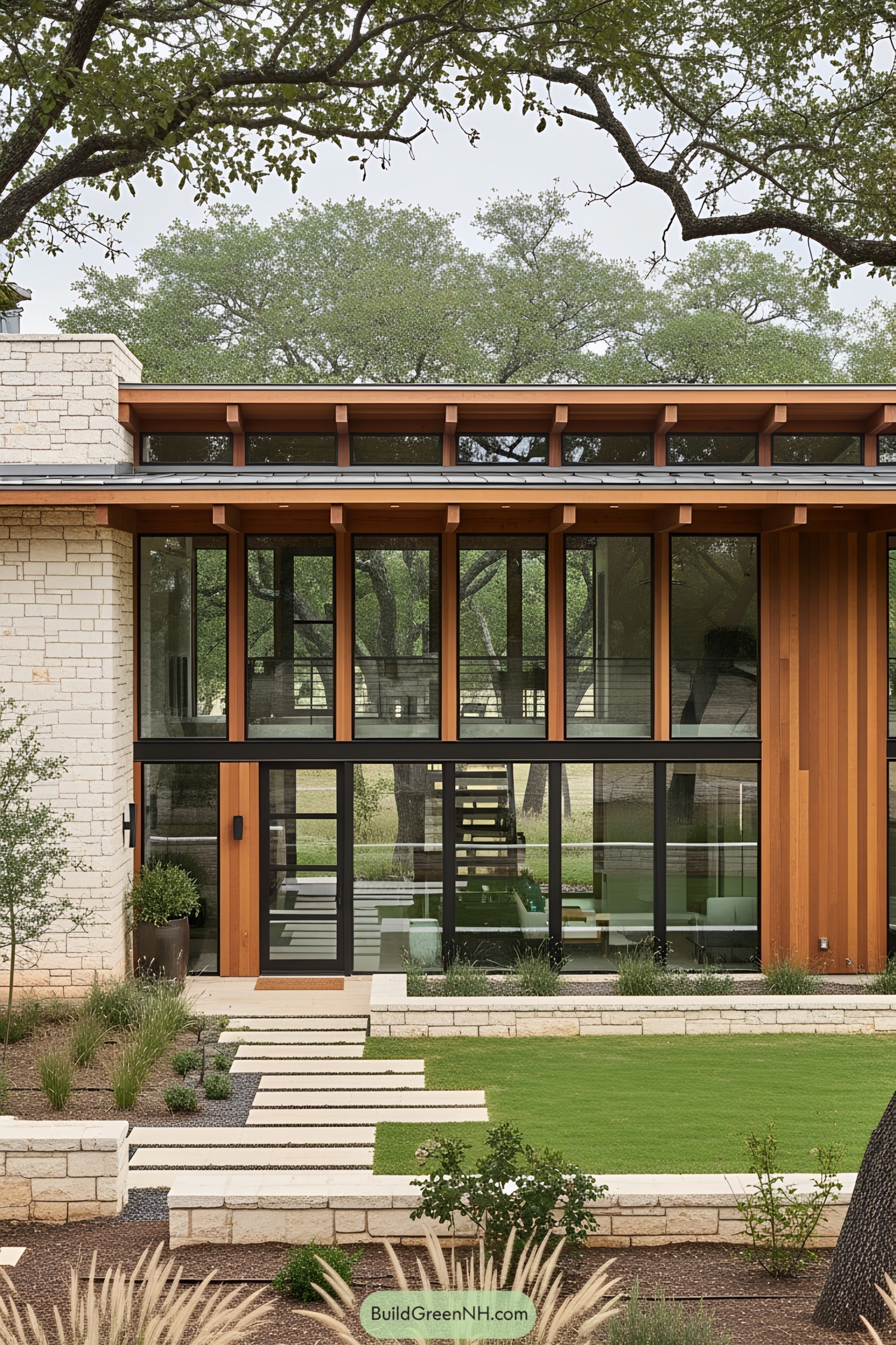 Contemporary Texas ranch house with large windows