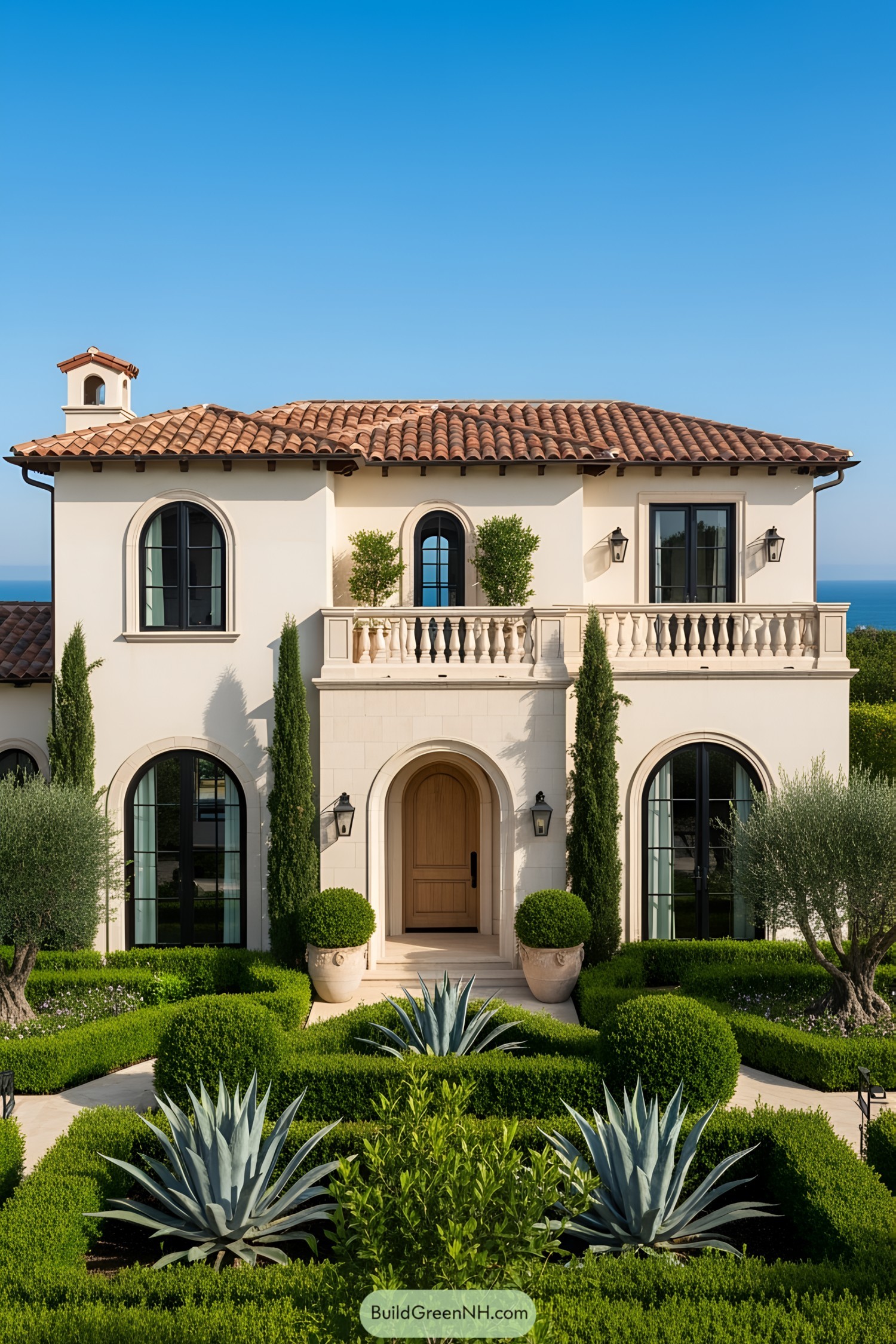 Charming coastal villa with lush landscaping