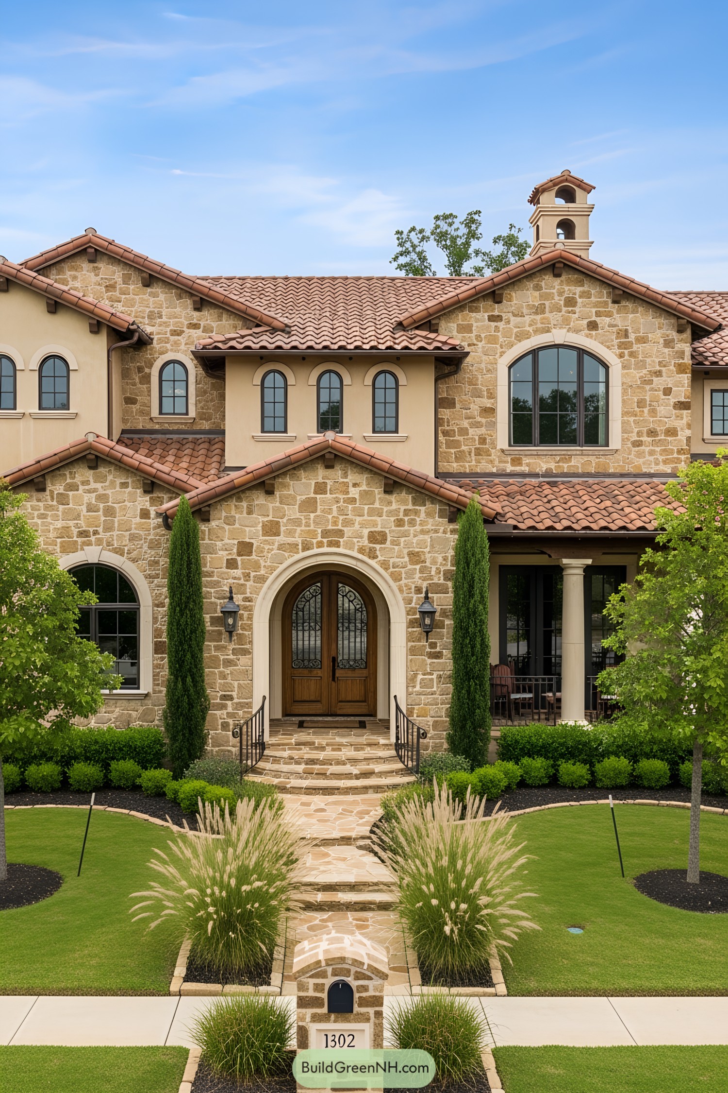 Elegant stone house with terracotta roof