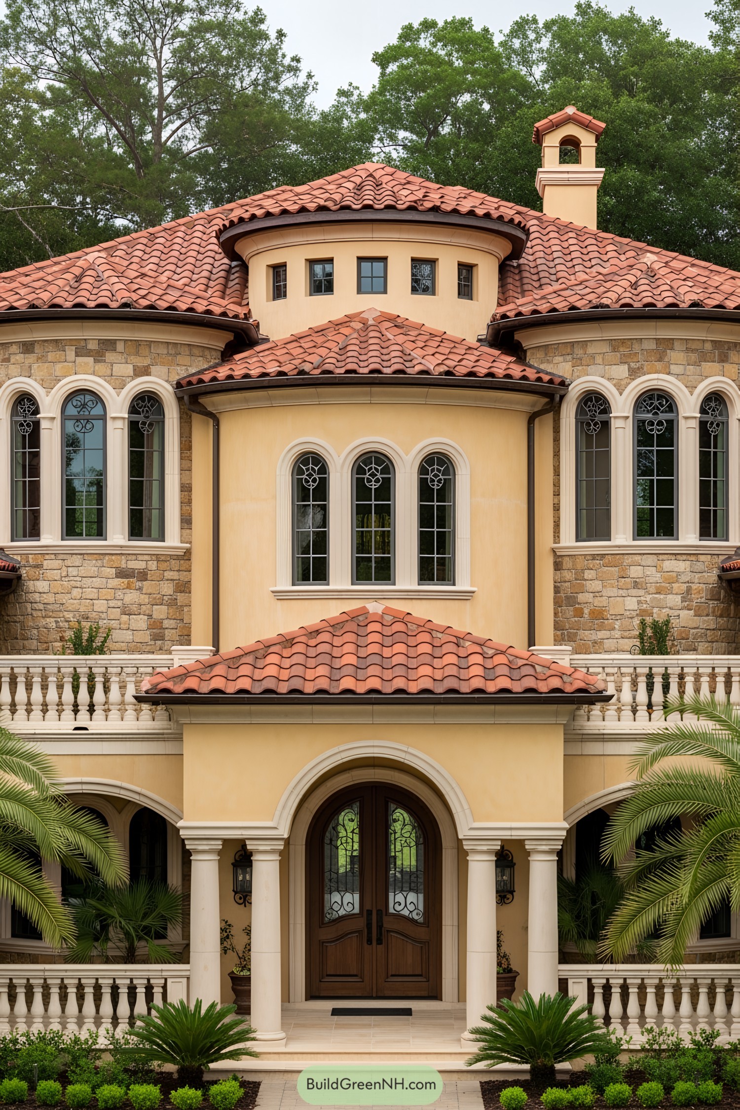 Elegant Tuscan villa with terracotta roofs and arched windows