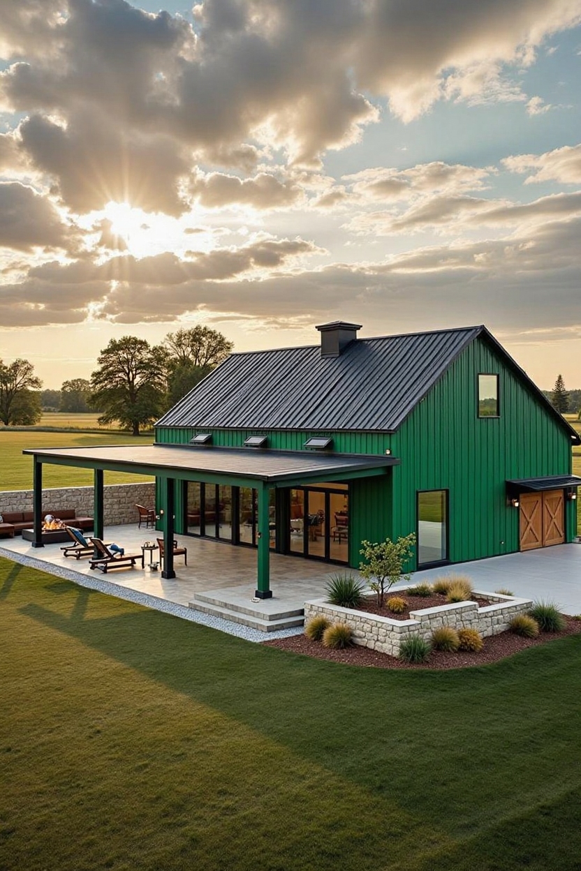 change house color to forest green with black roof
