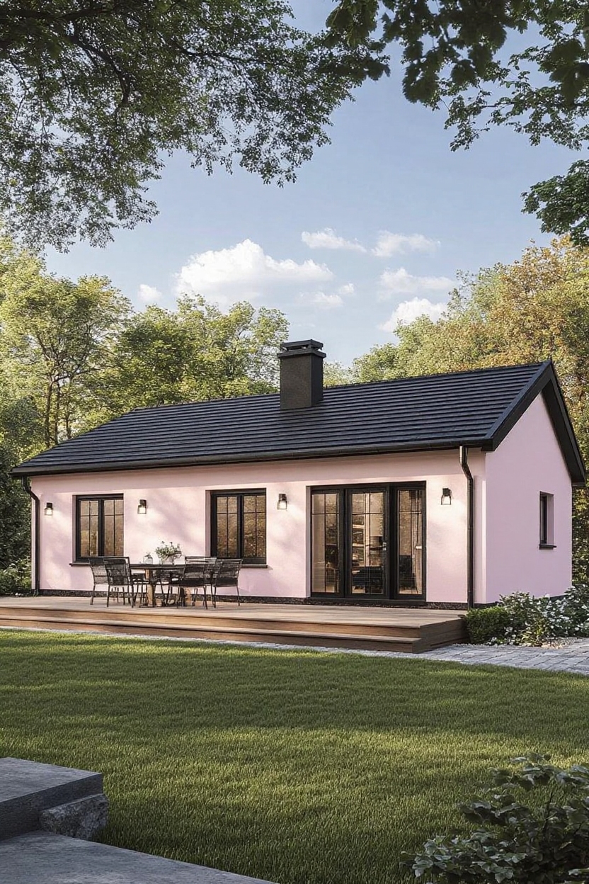 change house color to pale pink paint