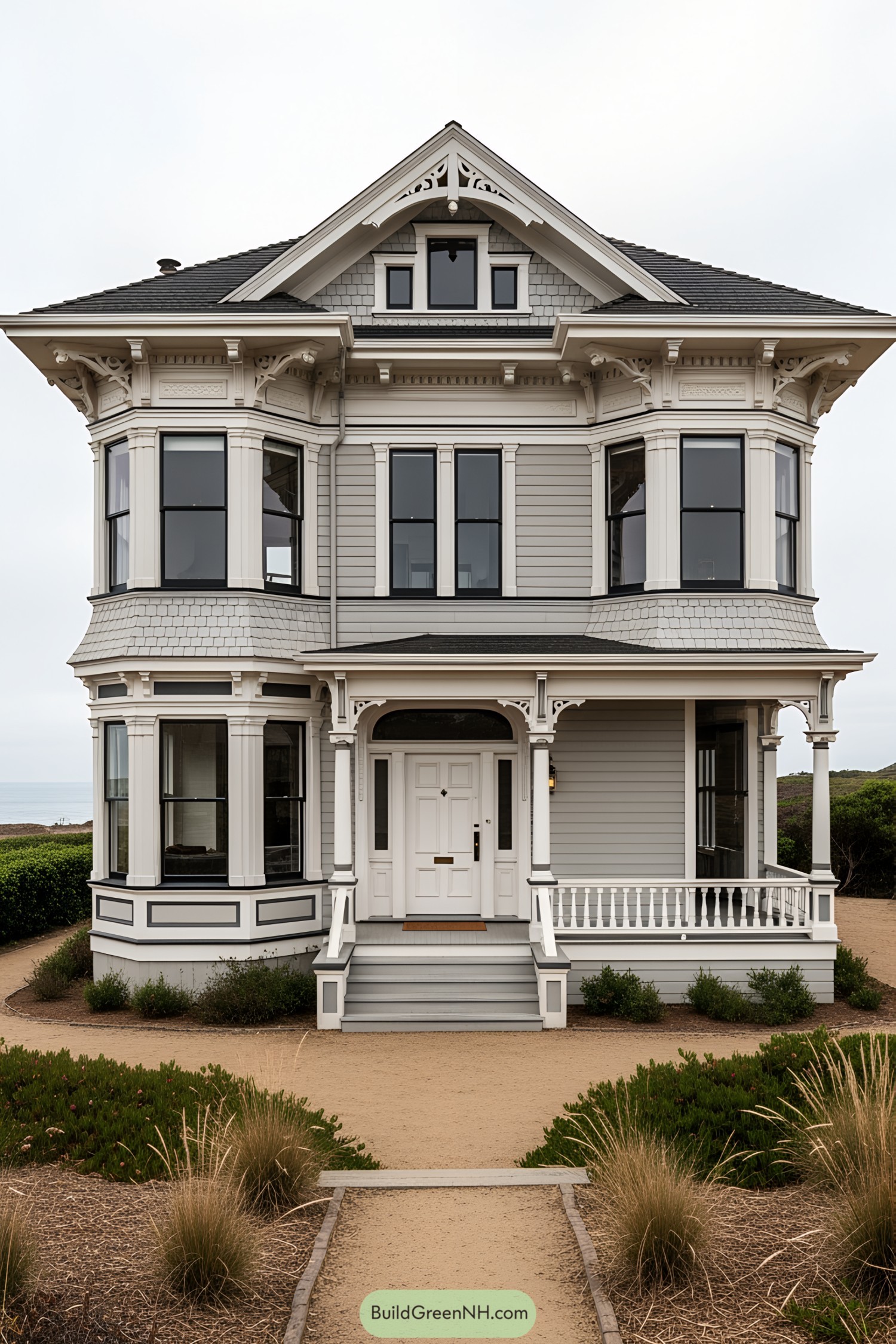 Elegant Victorian-Style Beach House with Turrets