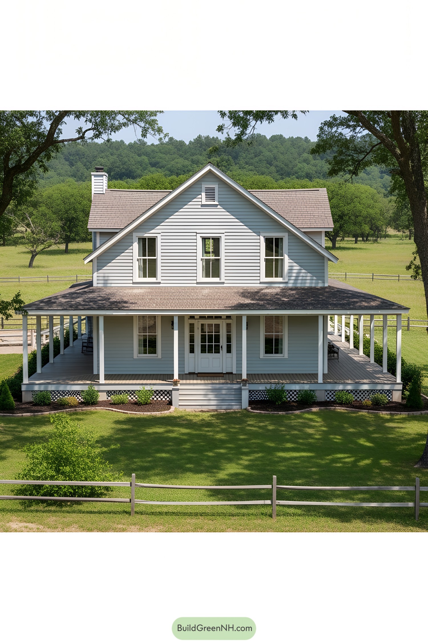 Traditional ranch house with a wraparound porch