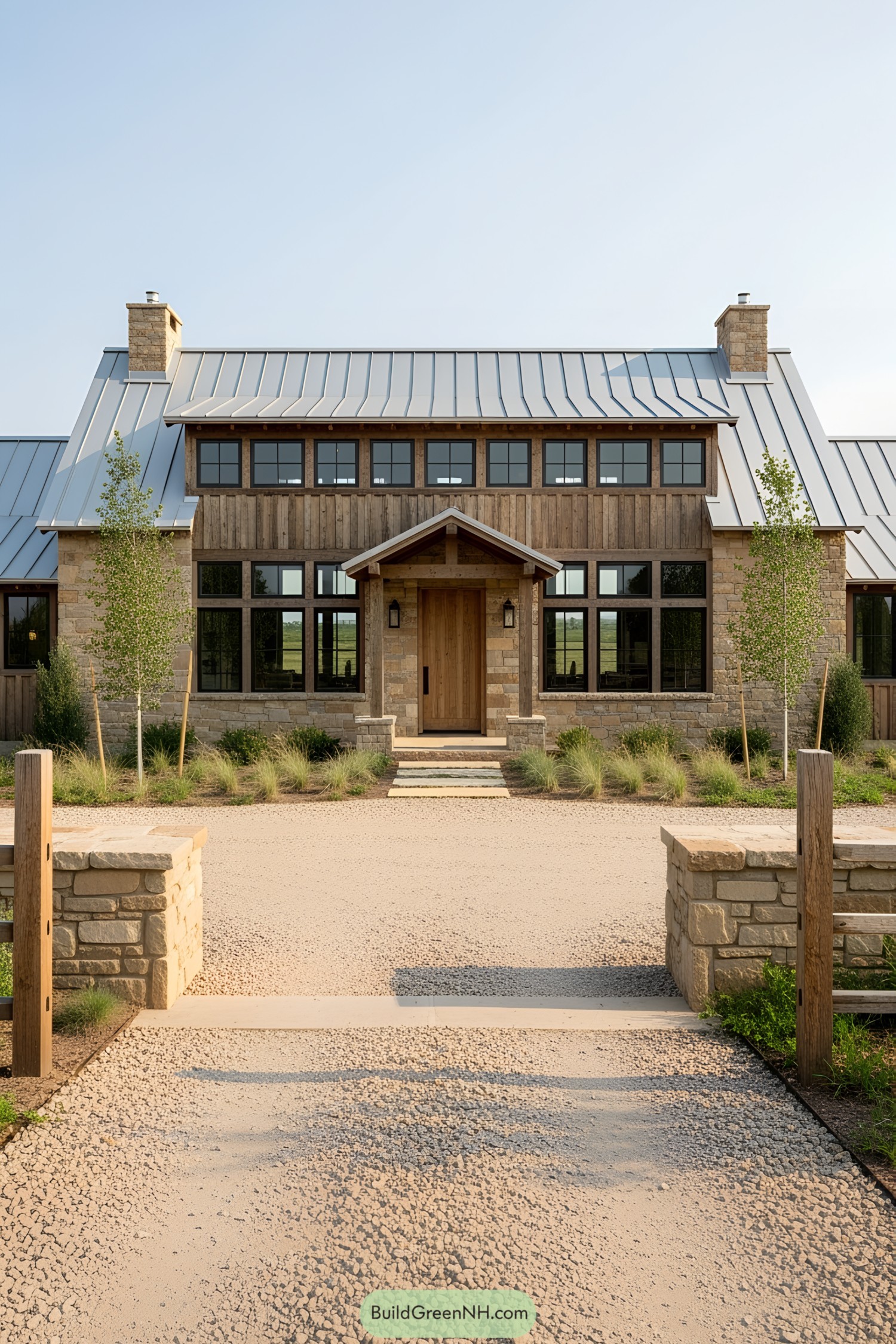 Charming ranch house with metal roof and stone accents