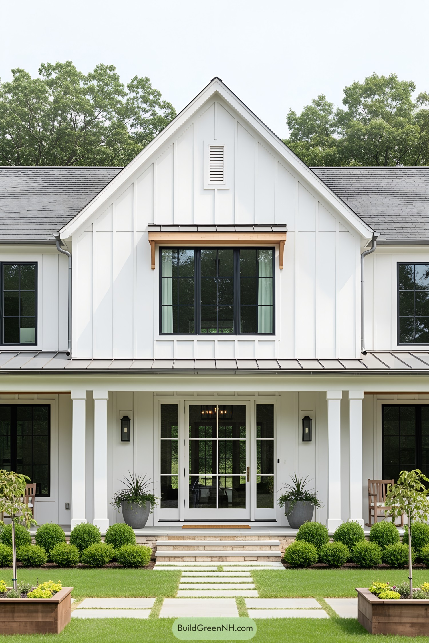 Chic white farmhouse with modern design