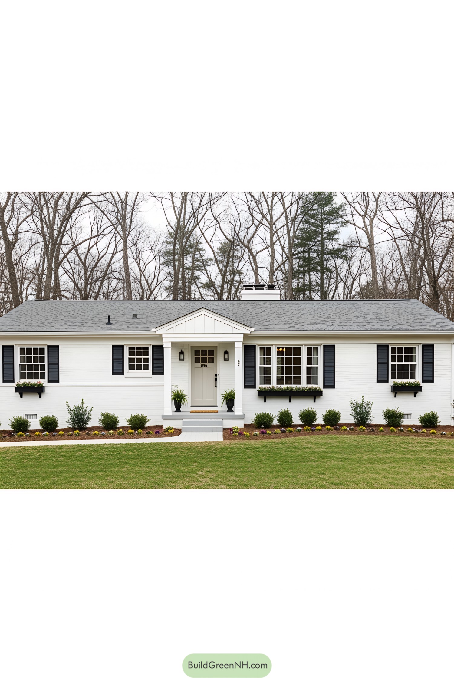 Charming white ranch house with neat landscaping