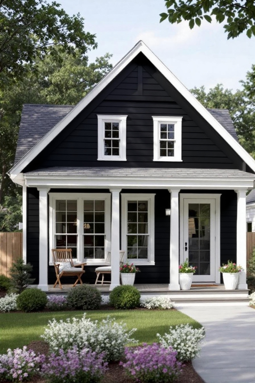 change house siding to black with white trim