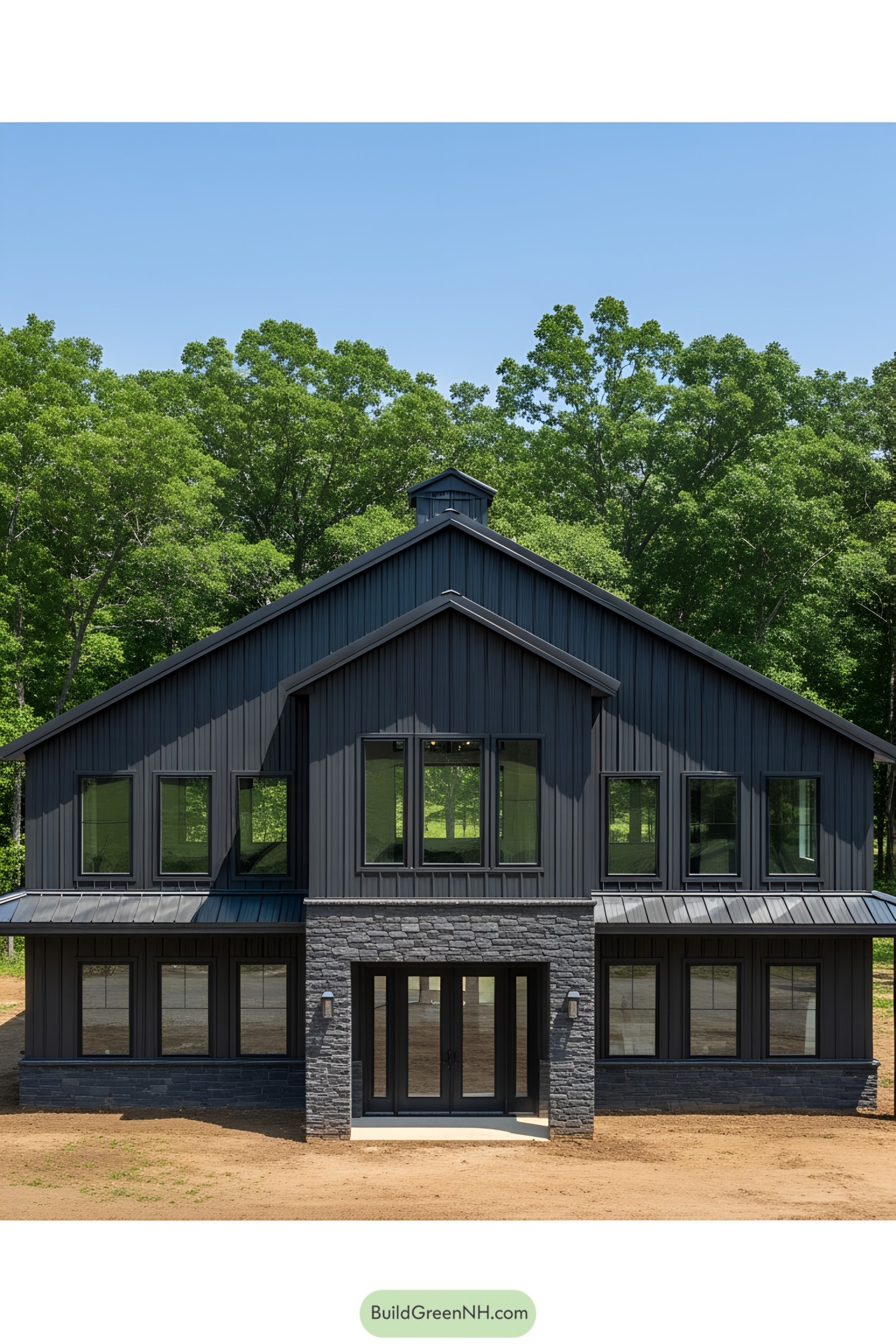 All-black barndominium with modern design