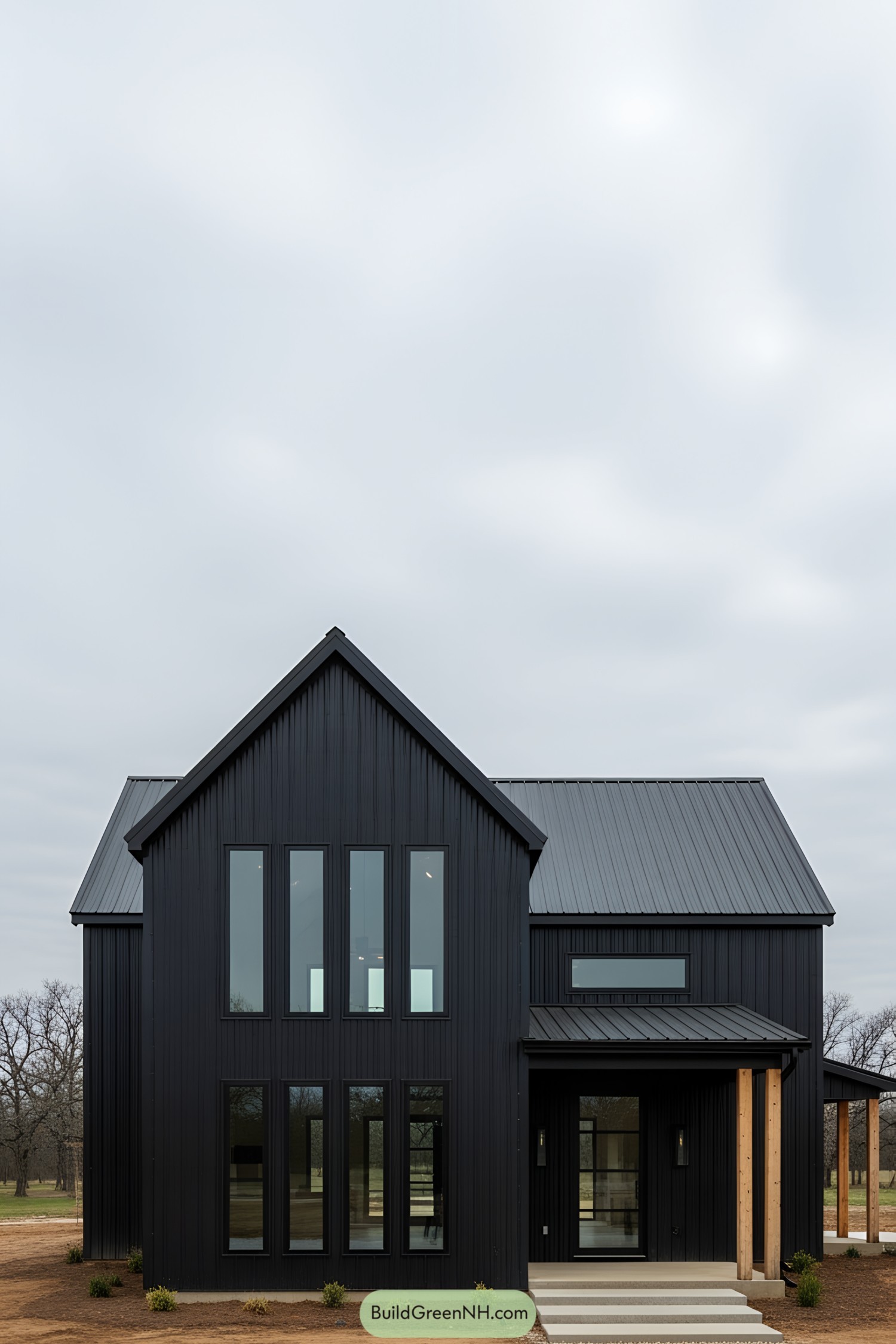 All-black barndominium with modern design