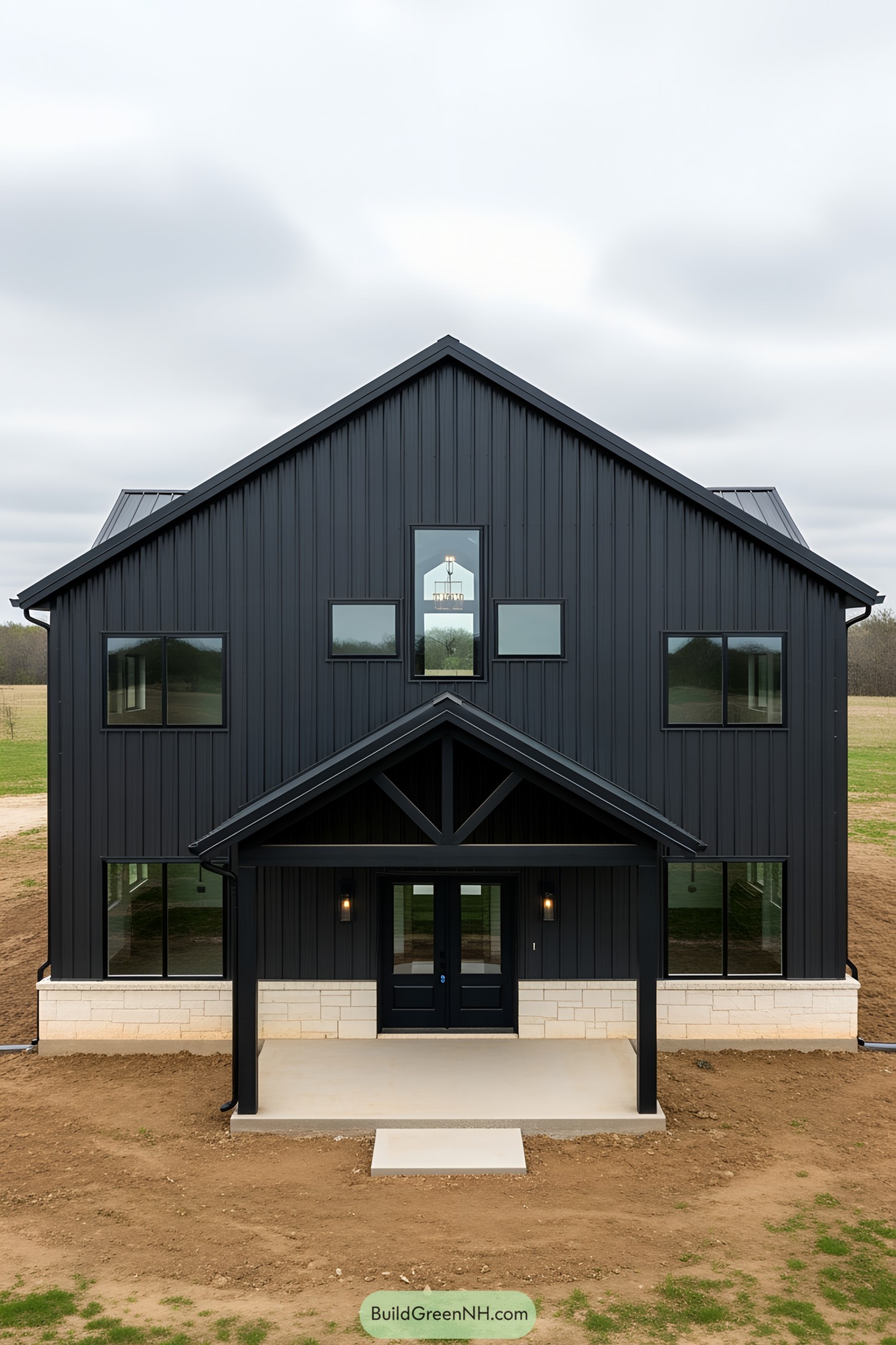 All-black barndominium with modern design