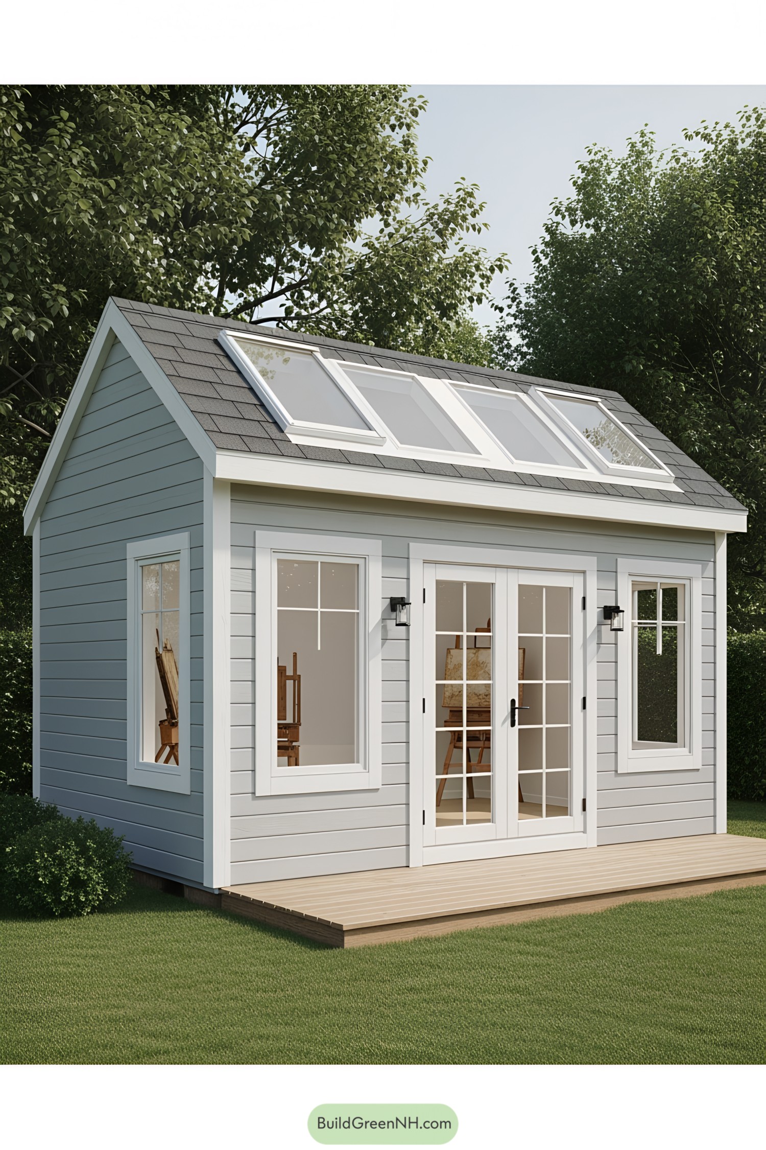 Charming shed with large windows and skylight