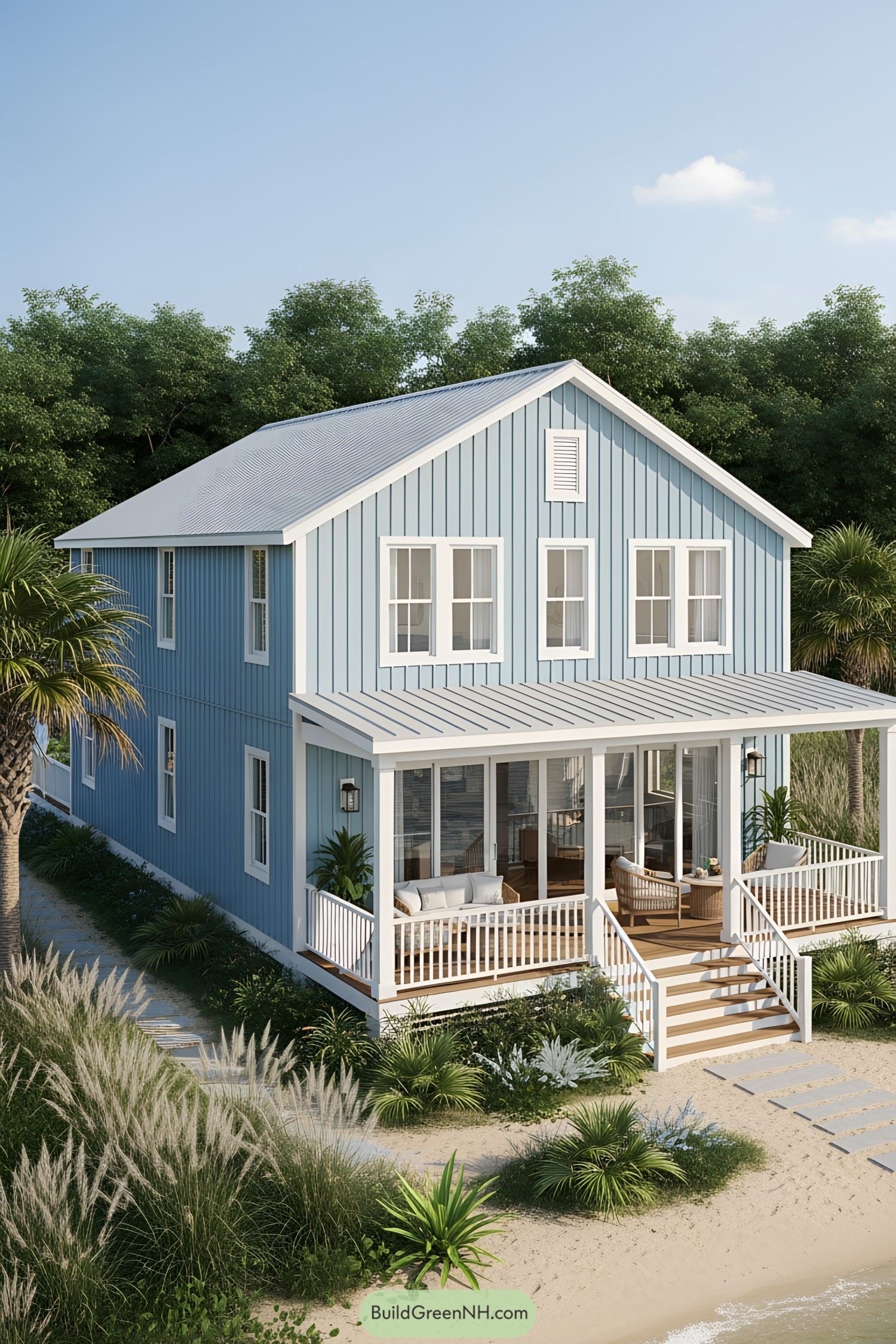 Blue and White Barndominium by the Beach
