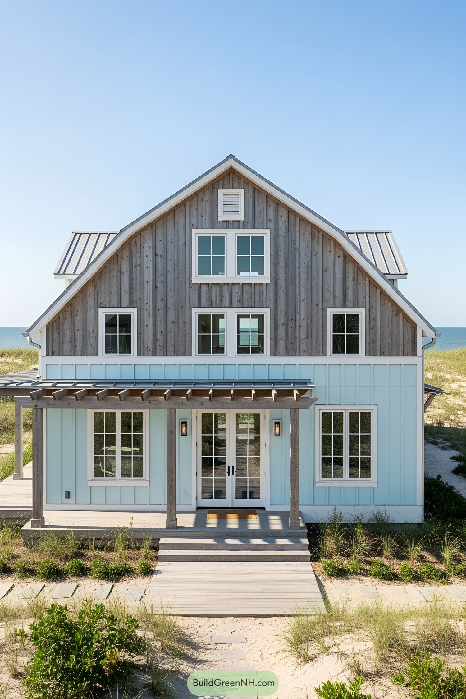 Wooden beach house with ocean view