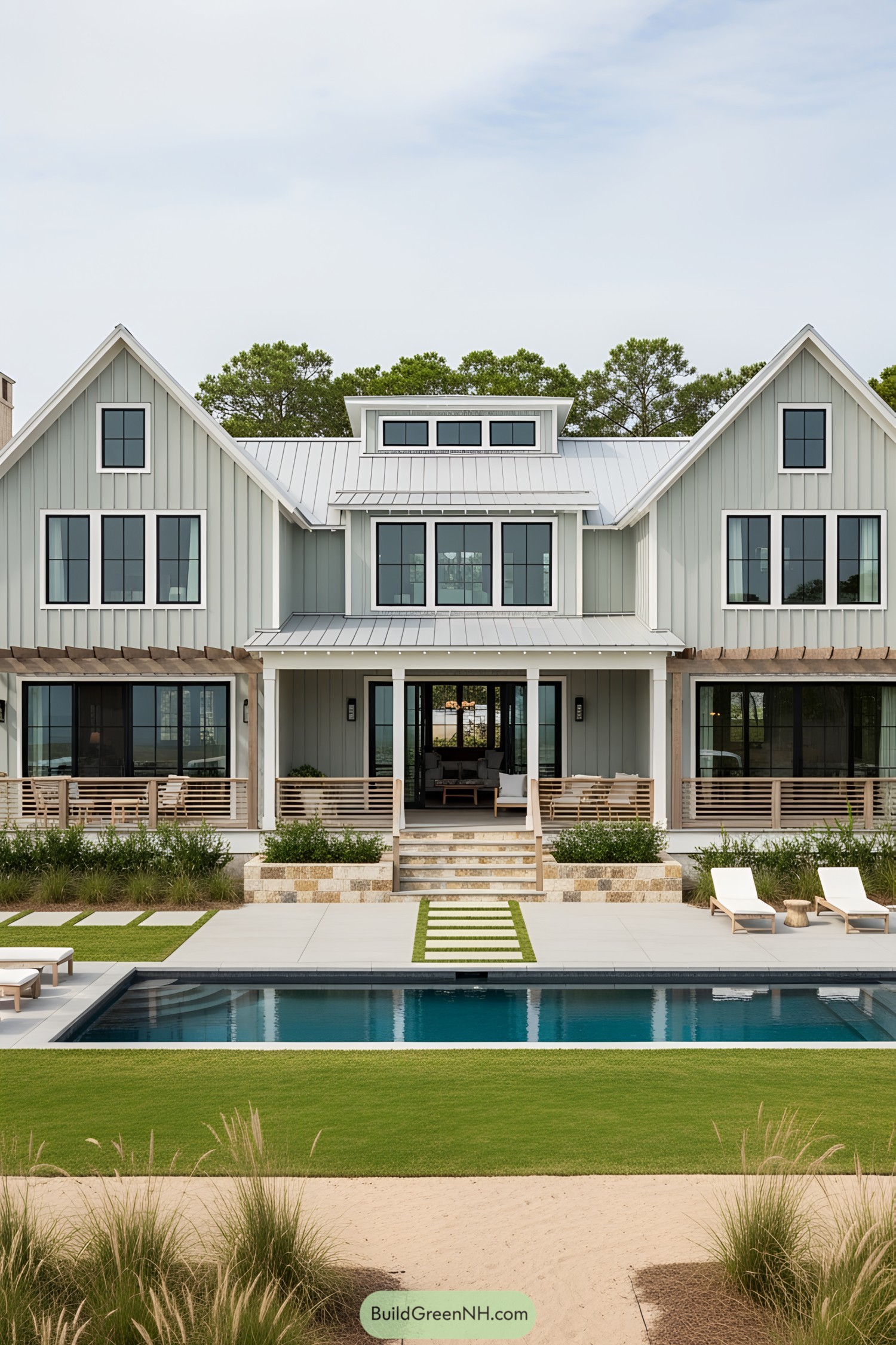 Stylish barn-style house with pool and patio