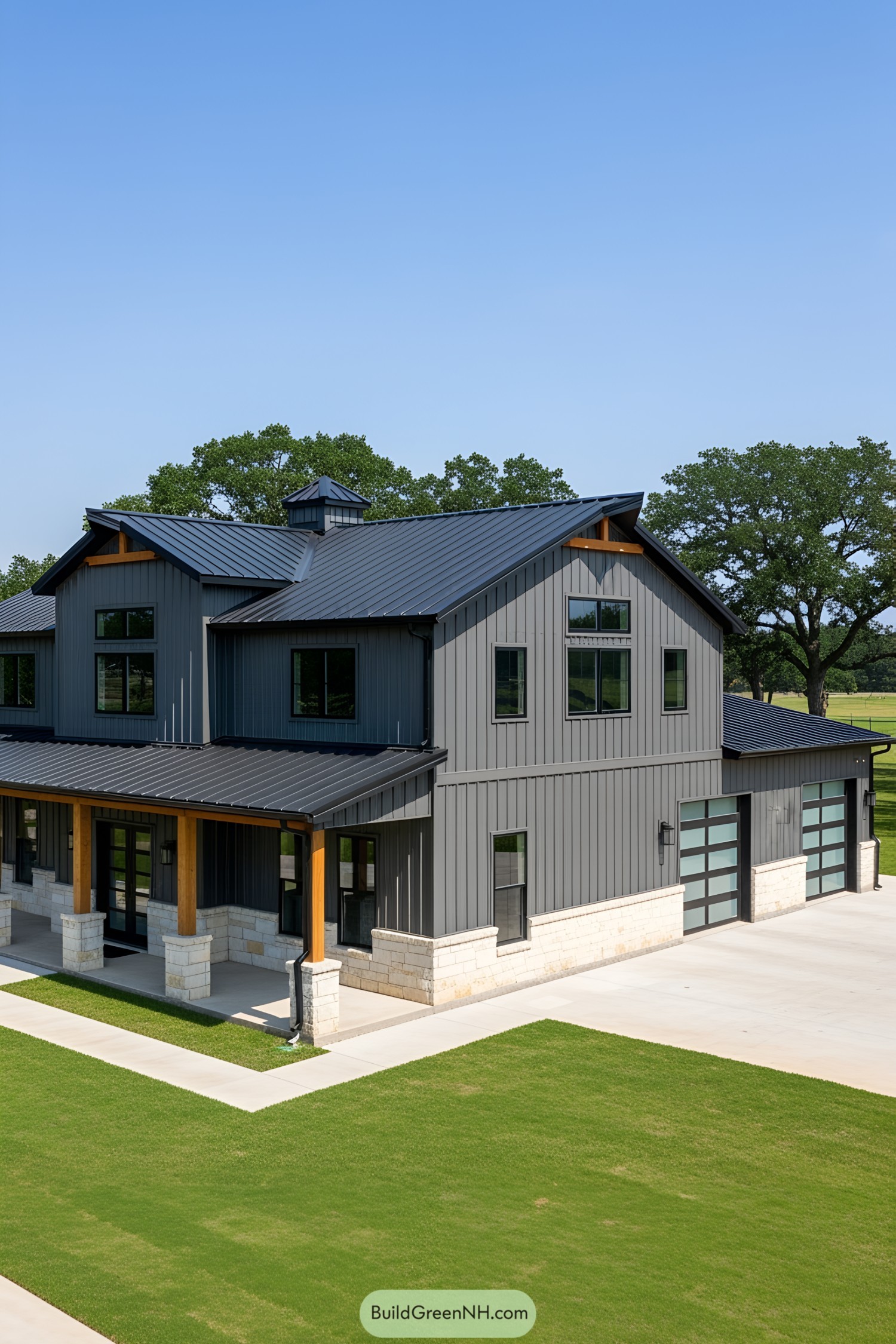 Spacious barn mansion with modern design elements