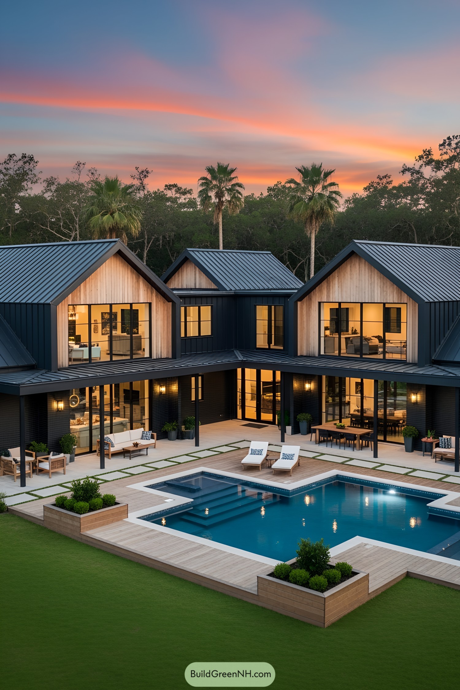 Luxurious barnhouse with a pool and lush surroundings
