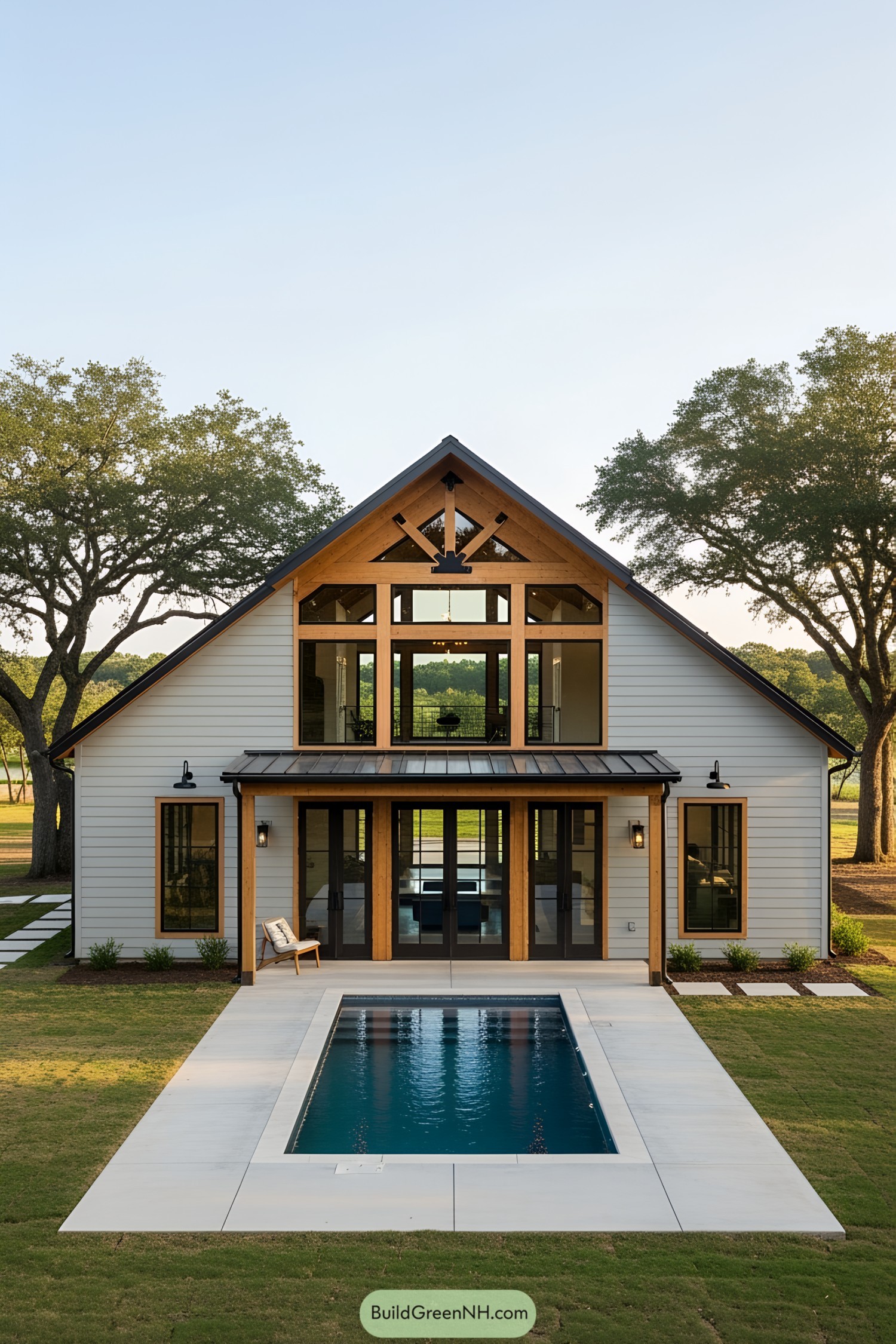 Modern barn with a refreshing pool