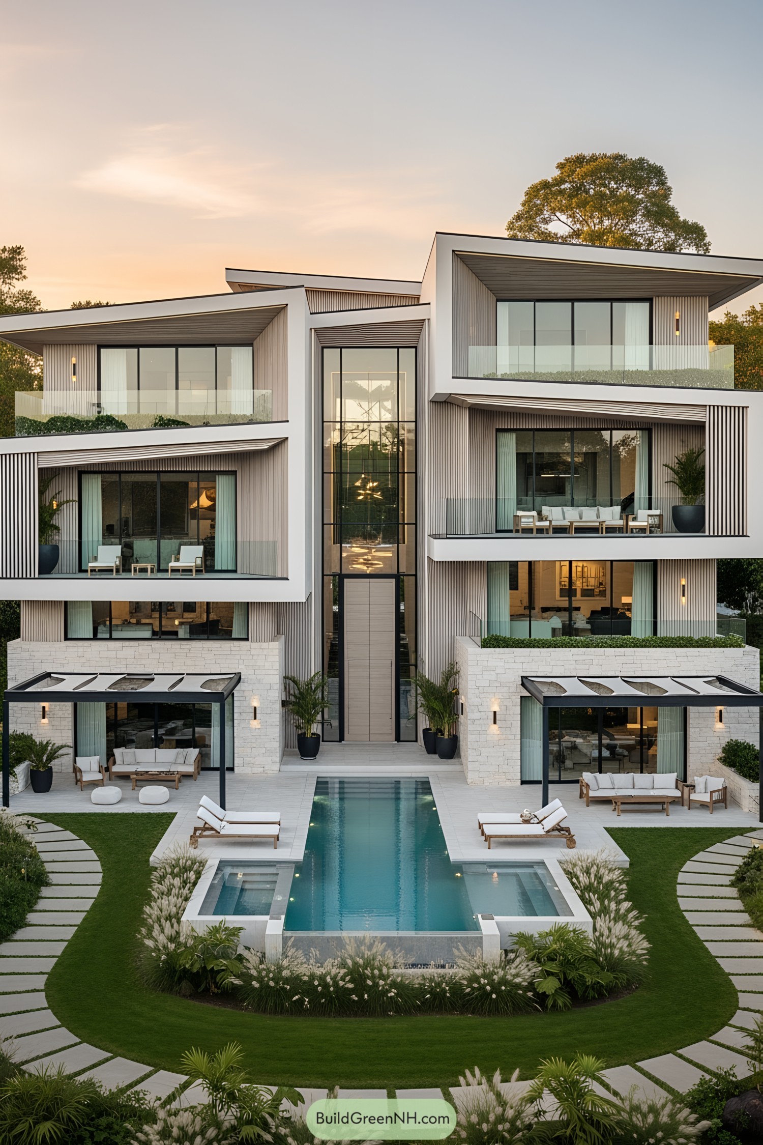 Contemporary villa with sleek architecture and pool