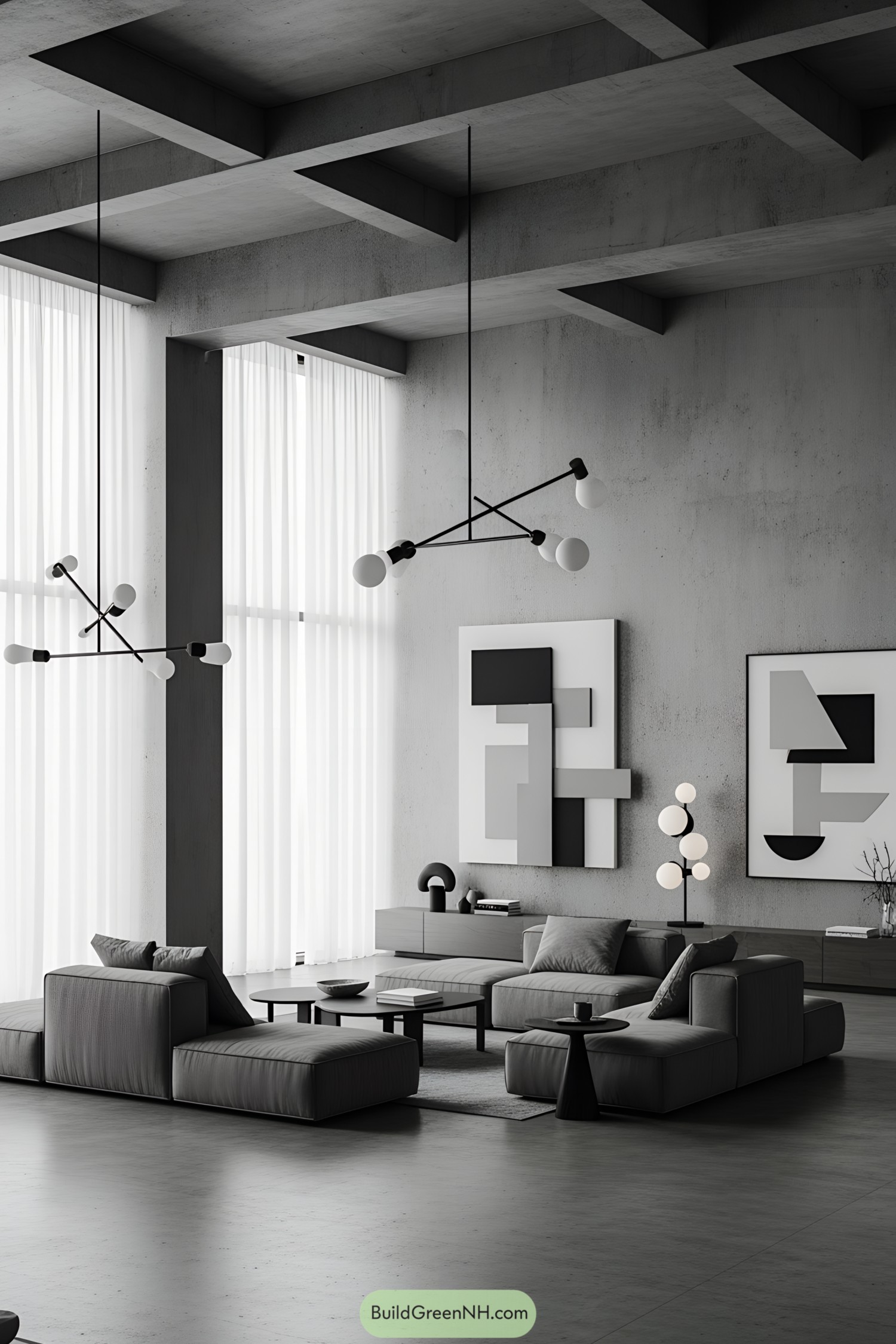 Brutalist living room with modern decor
