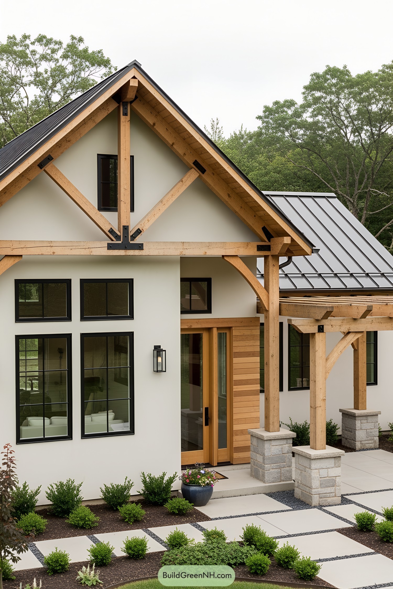 Charming farmhouse with wooden beams and modern design