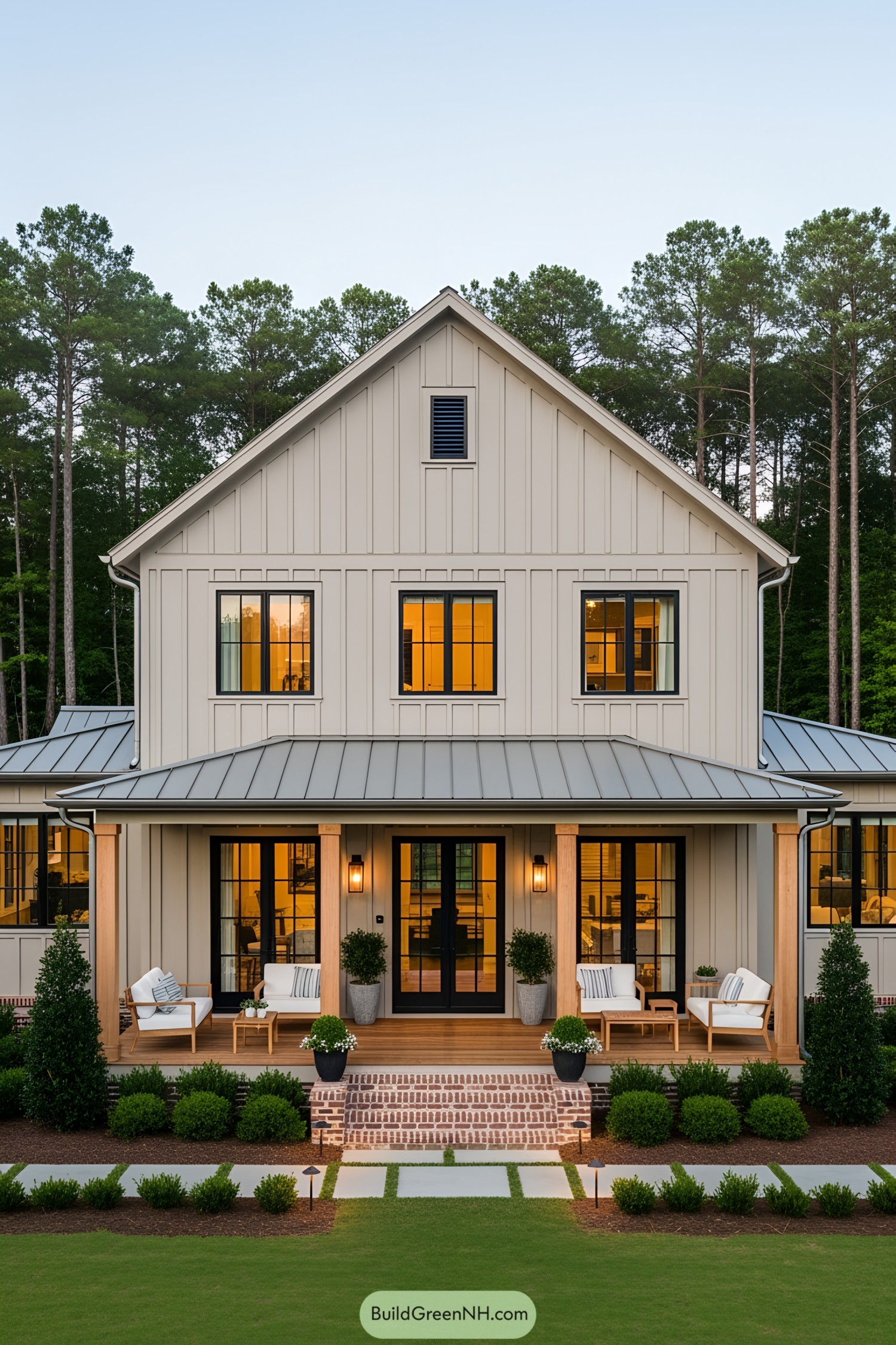Cozy farmhouse with a spacious porch and landscaped garden