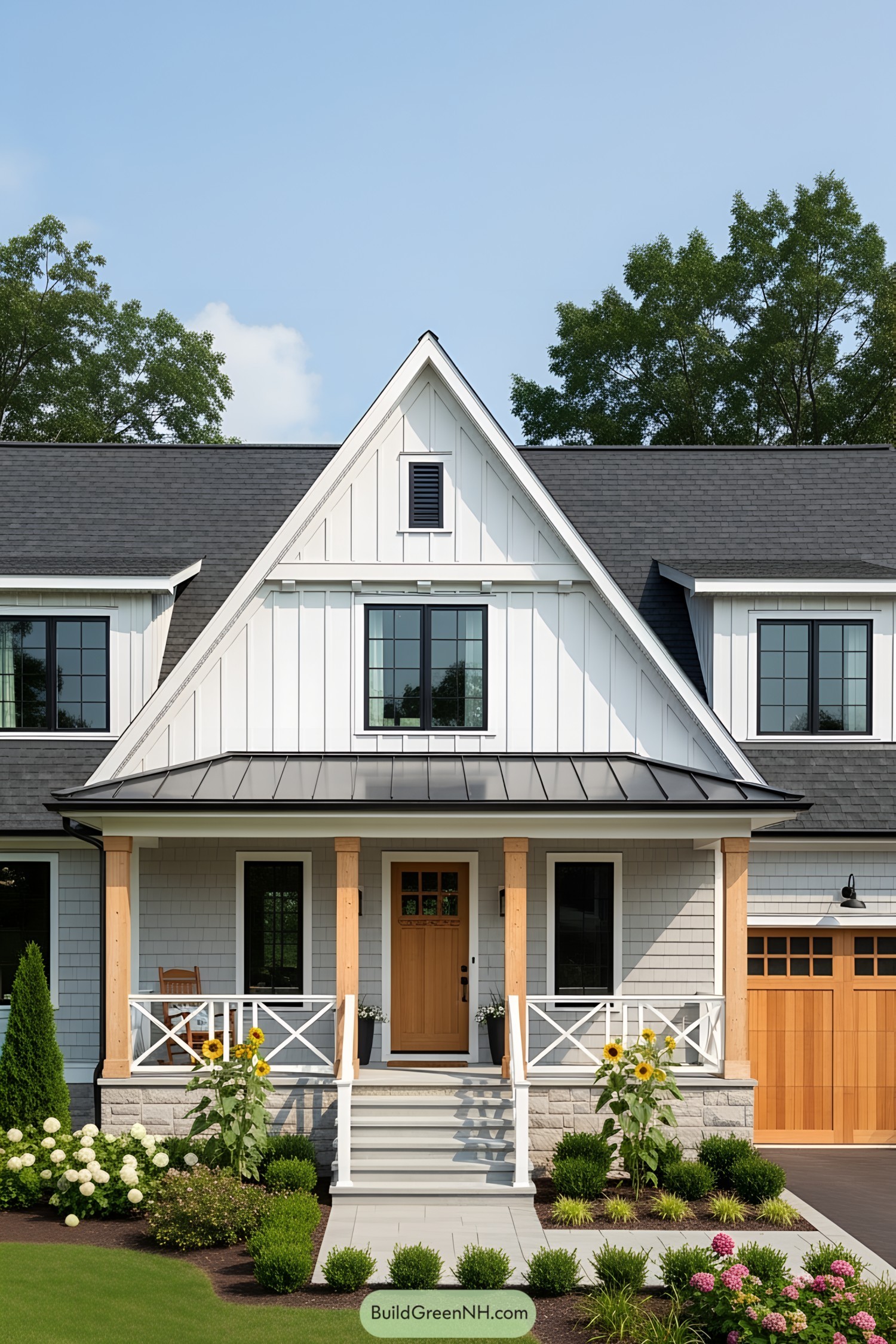 Charming bungalow farmhouse with a welcoming porch