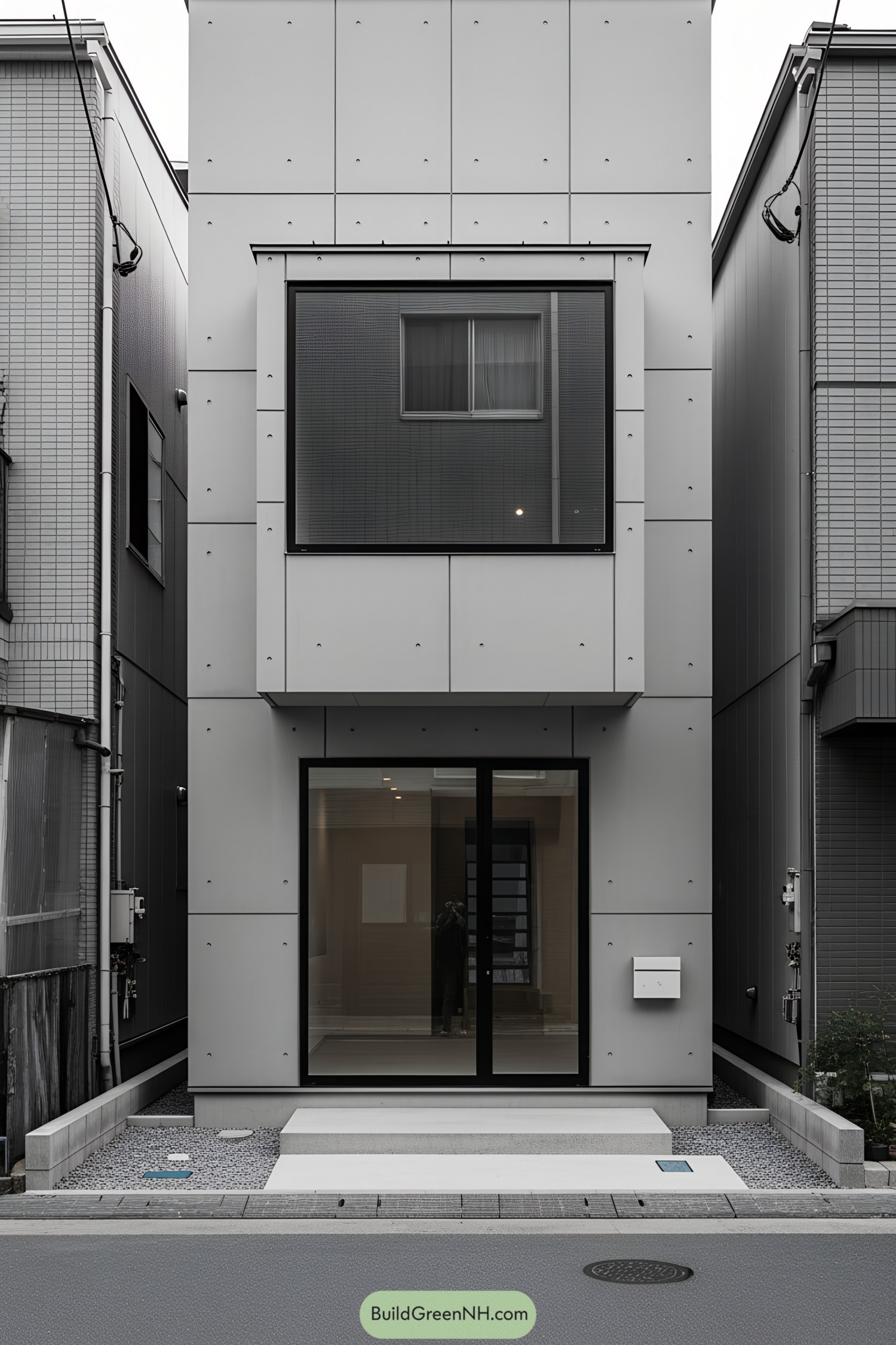Compact urban house with large window facade