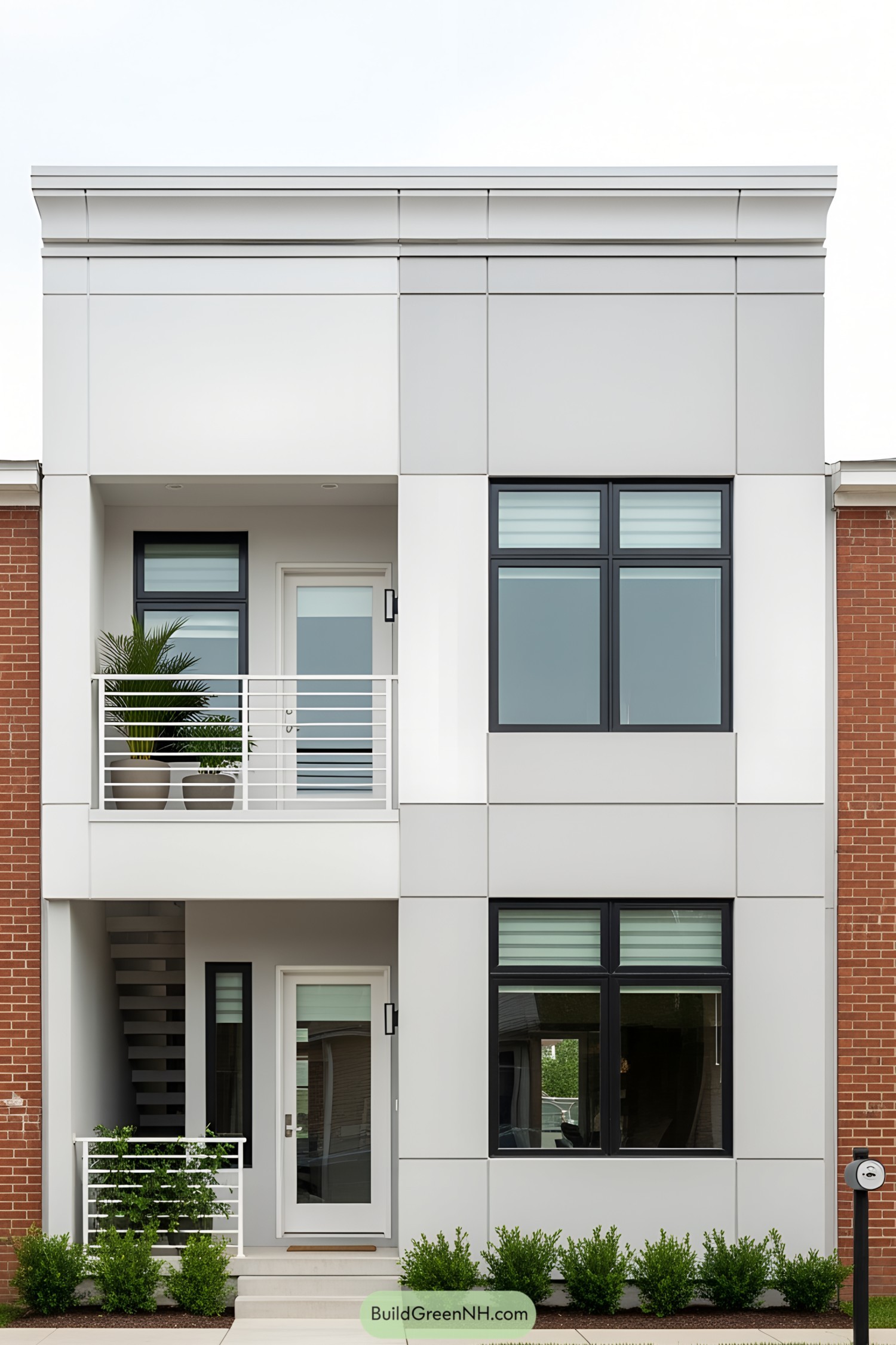 Small modern house with large windows and minimal design