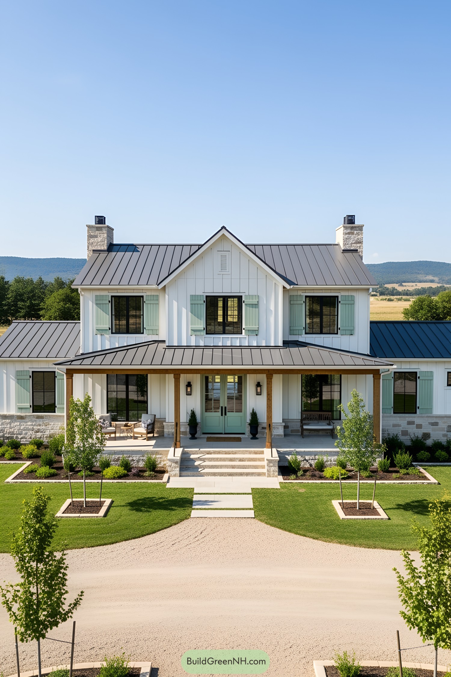 Charming modern farmhouse with a spacious porch