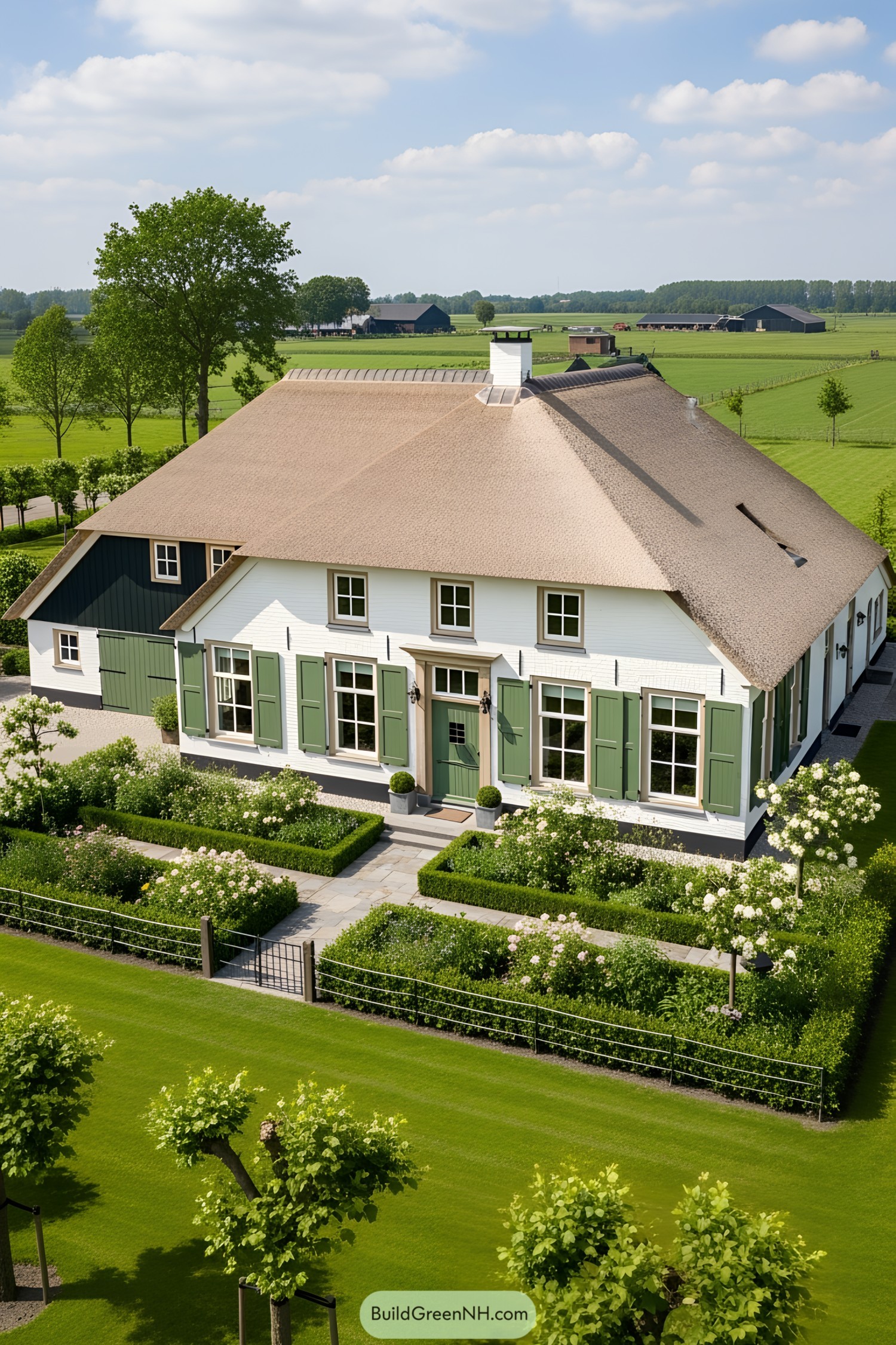 Quaint Dutch farmhouse with a charming thatch roof