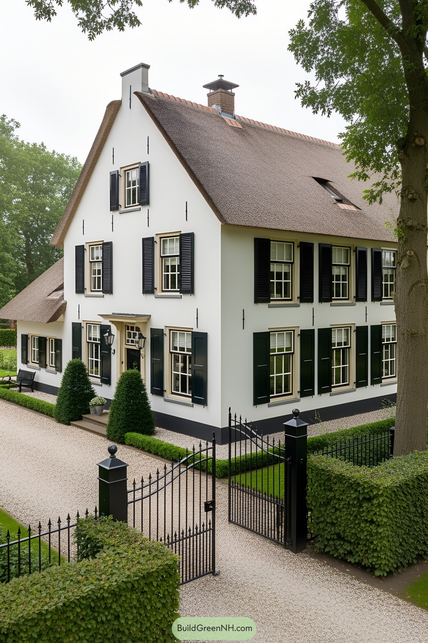 Charming Dutch farmhouse with shutters and a gated entrance