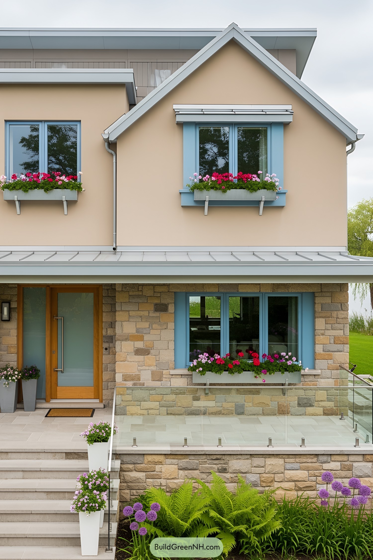 Modern cottage with flower boxes