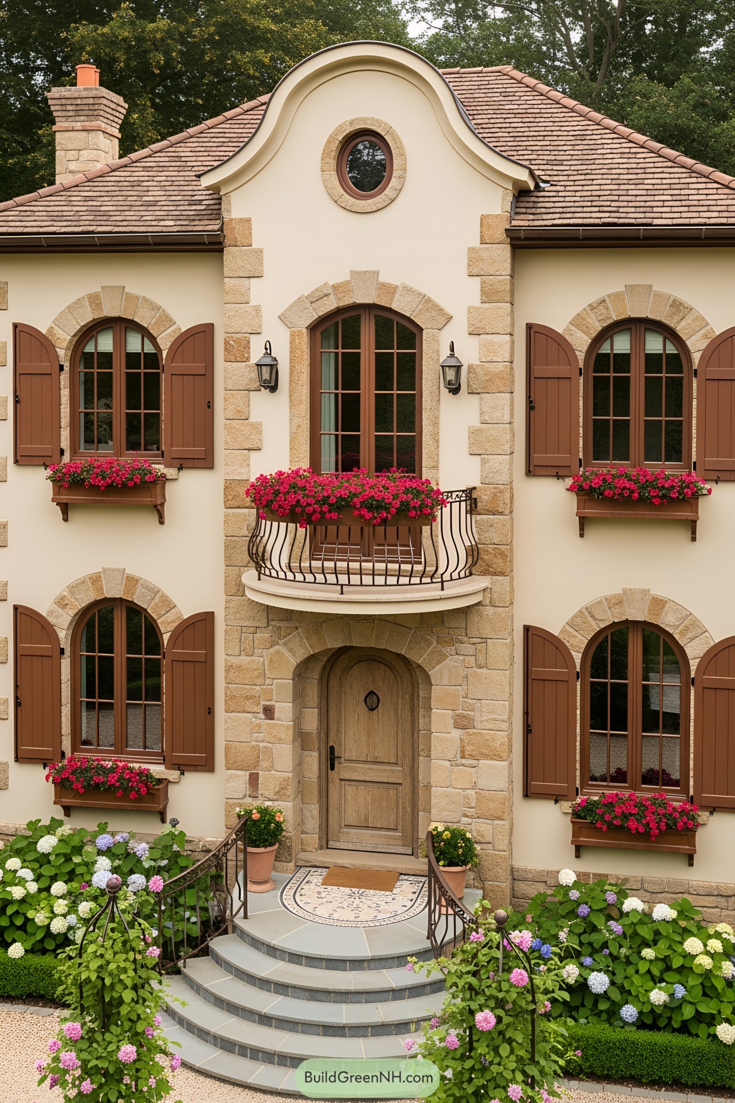 Charming cottage with vibrant flower boxes