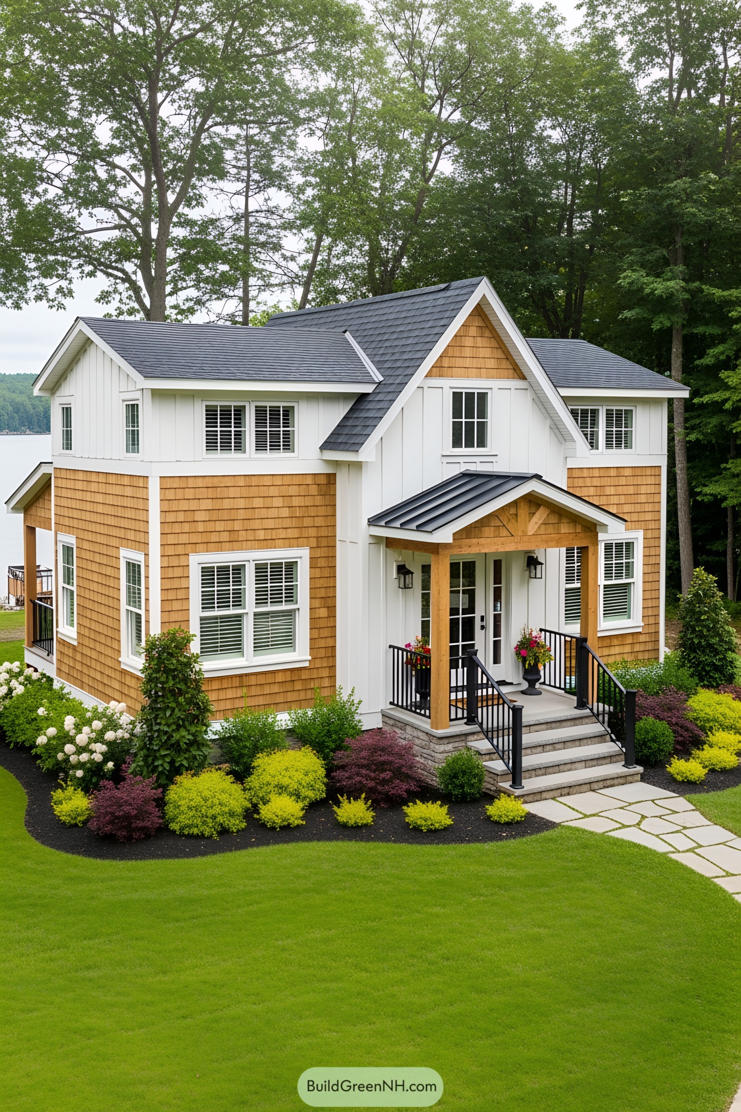 Cozy tiny farmhouse with a charming porch and garden