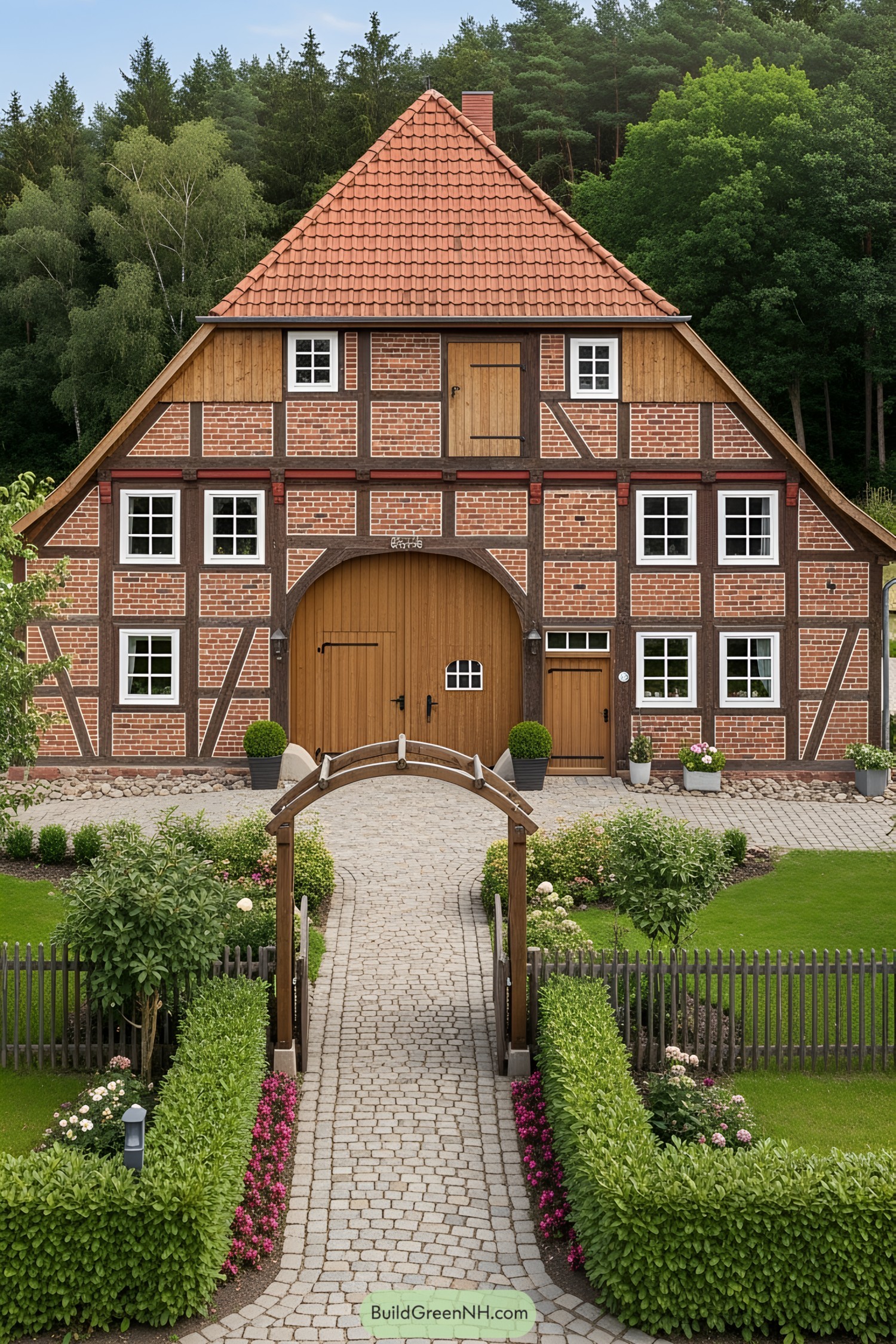 Charming German farmhouse with a thatched roof and rustic architecture