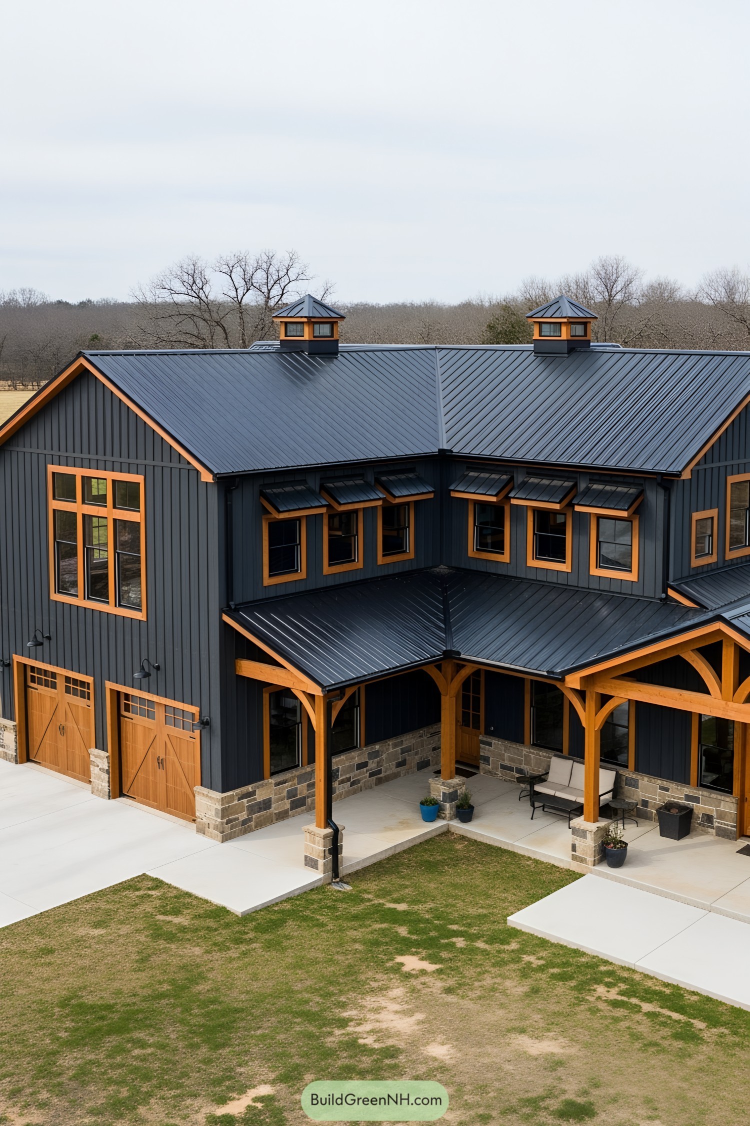 Massive barndominium with modern features and a sleek design