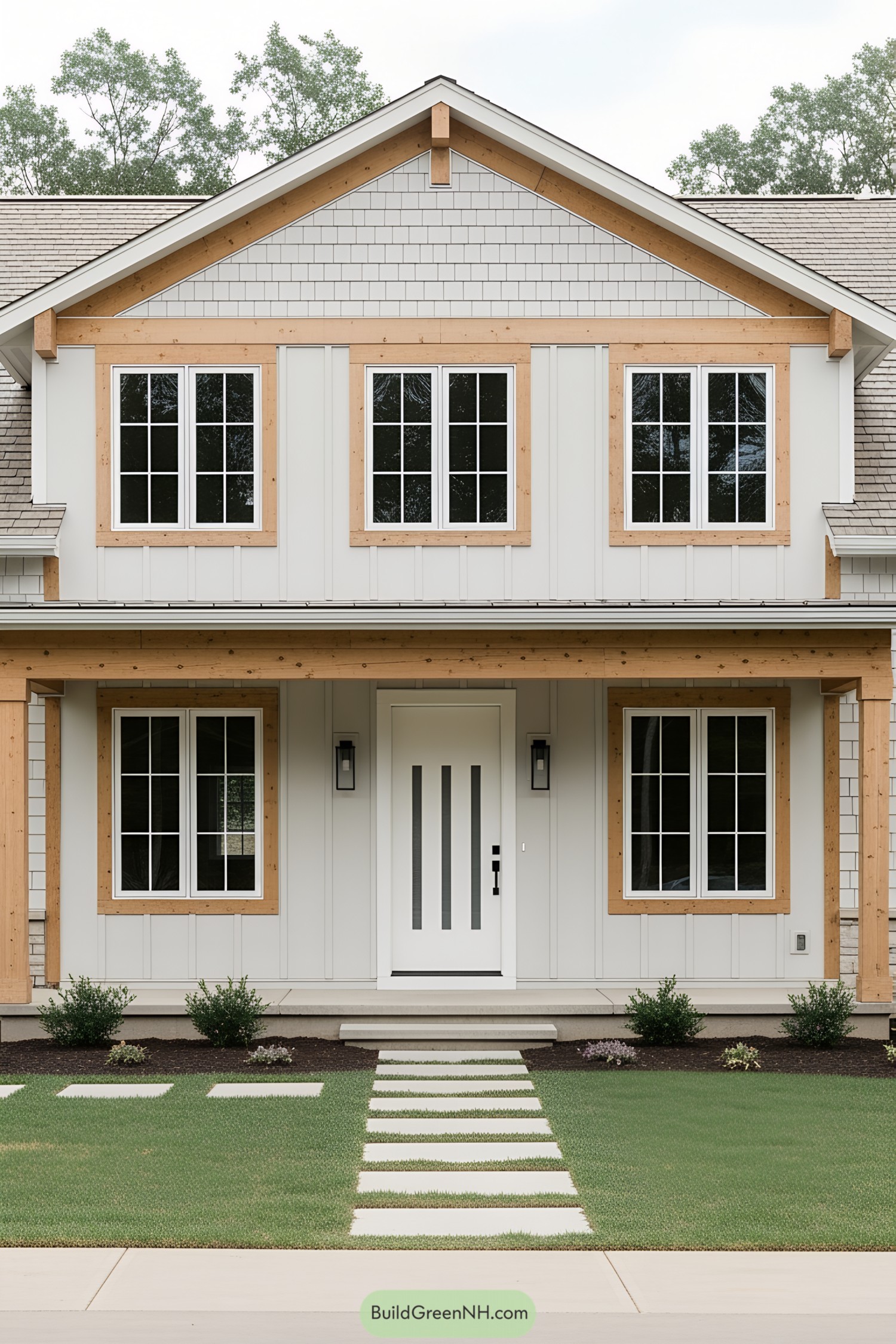 Modern house with wooden beams