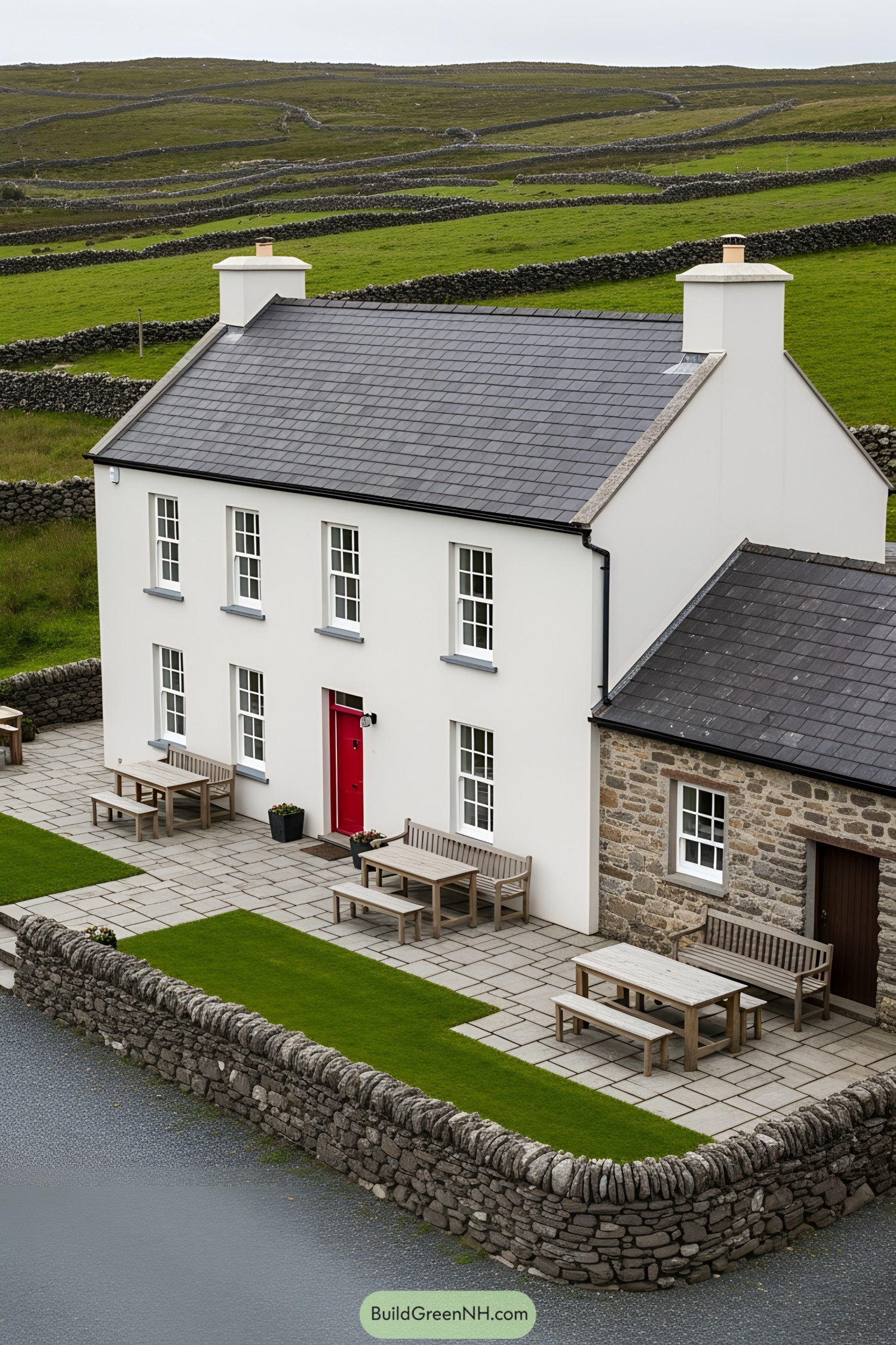 Classic Irish farmhouse with red door