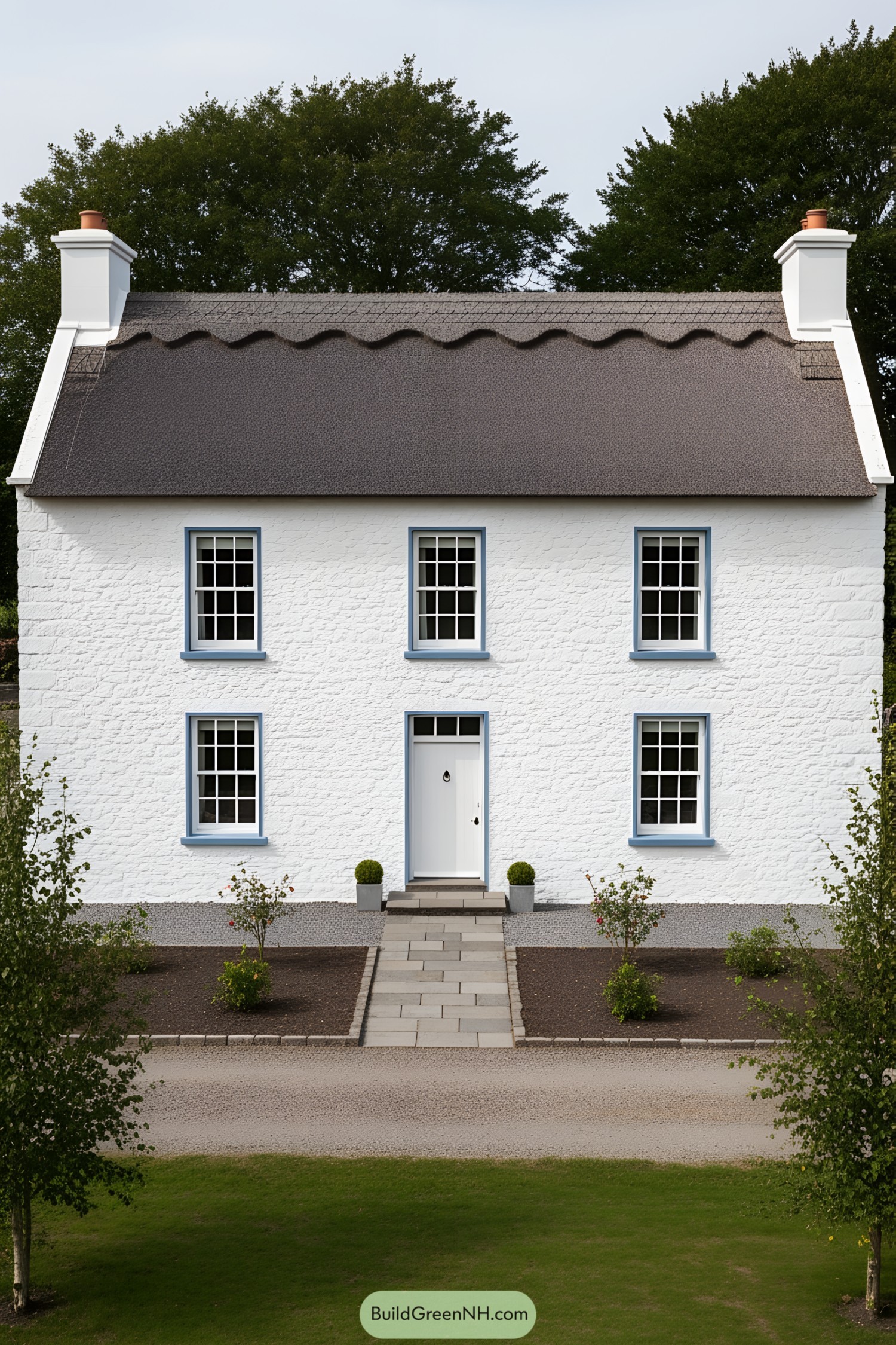 Charming Irish farmhouse with blue window frames